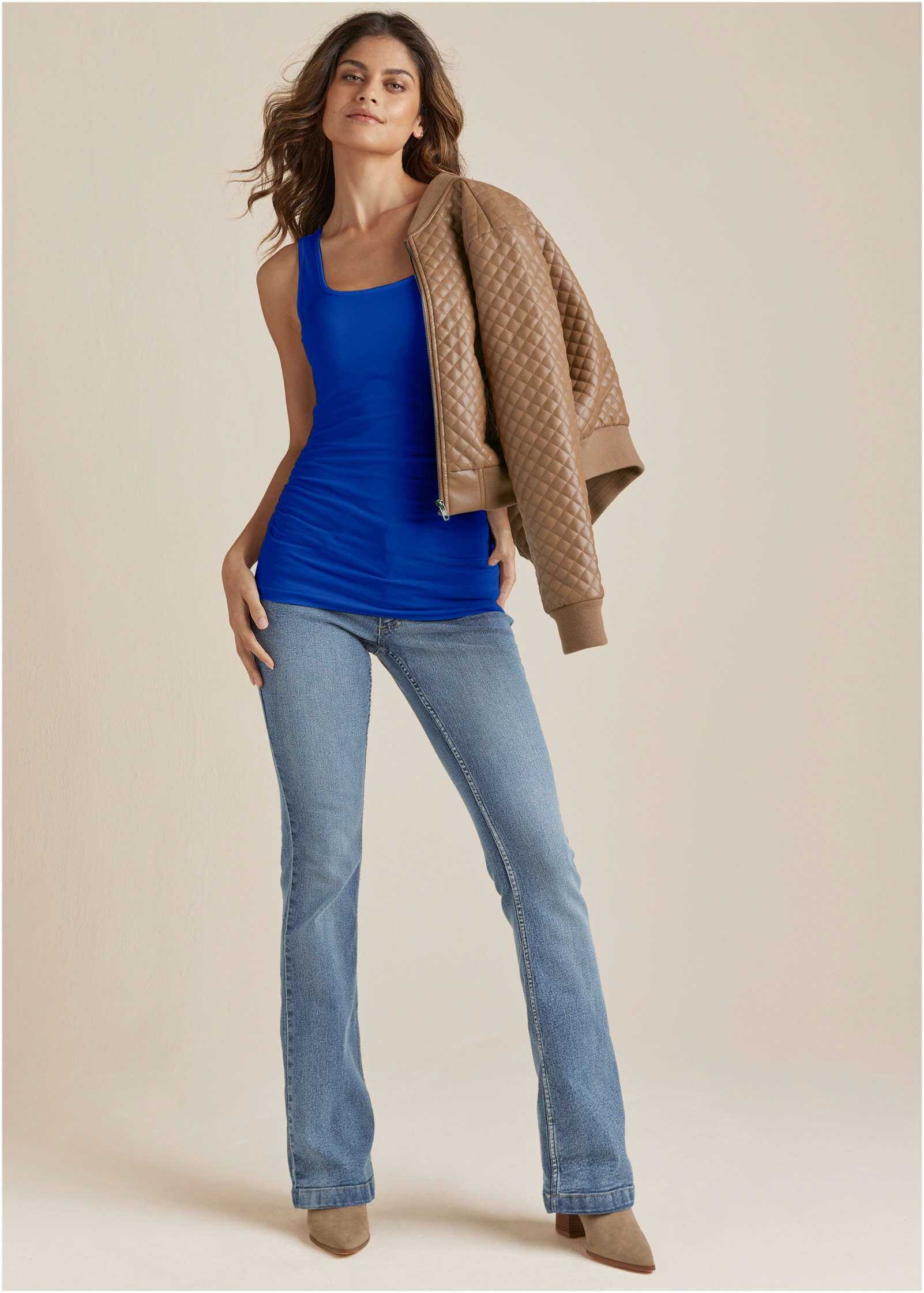 Square Neck Tank Top - Blue