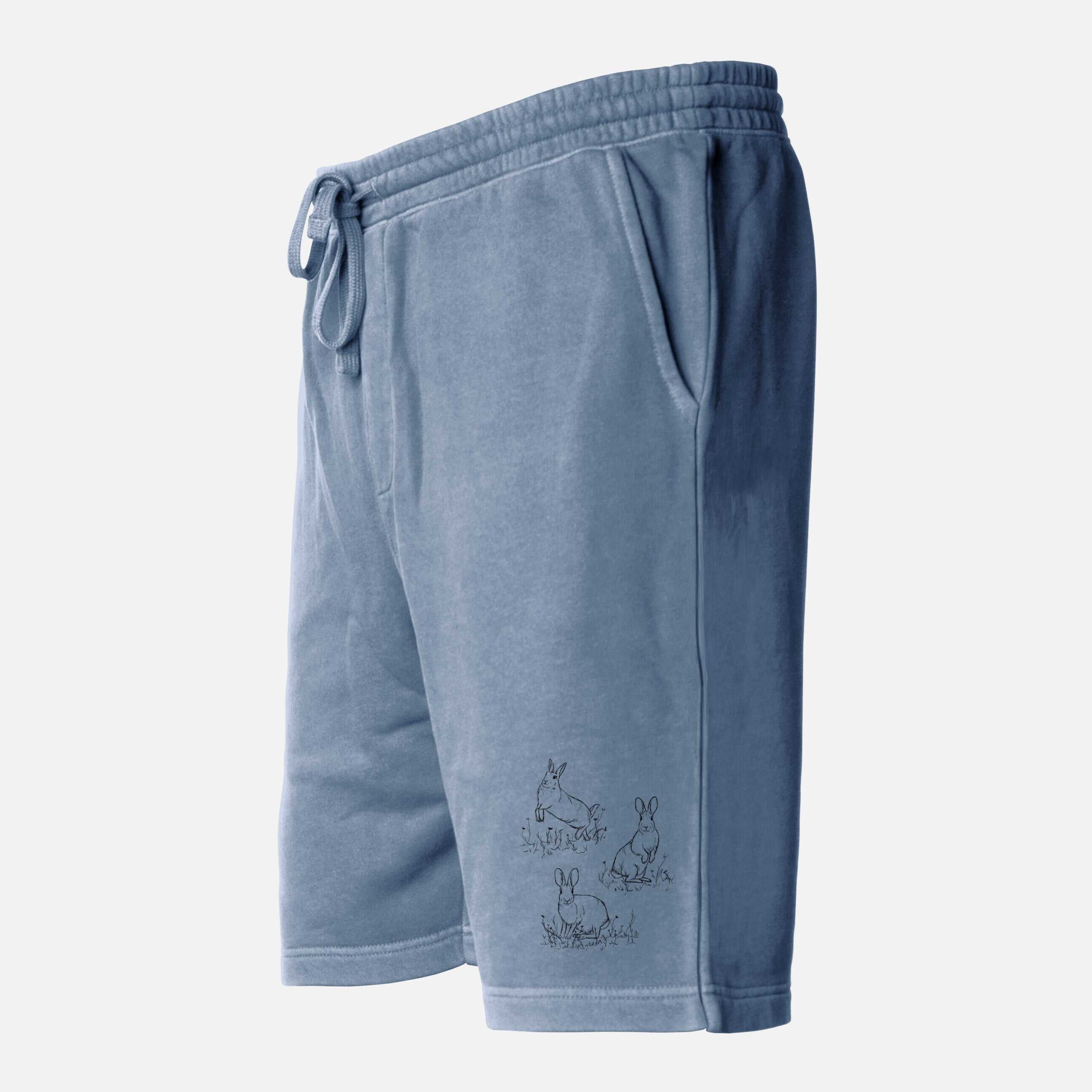 Eastern Cottontail Rabbit Trio - Sylvilagus floridanus - Unisex Pigment Dyed Shorts