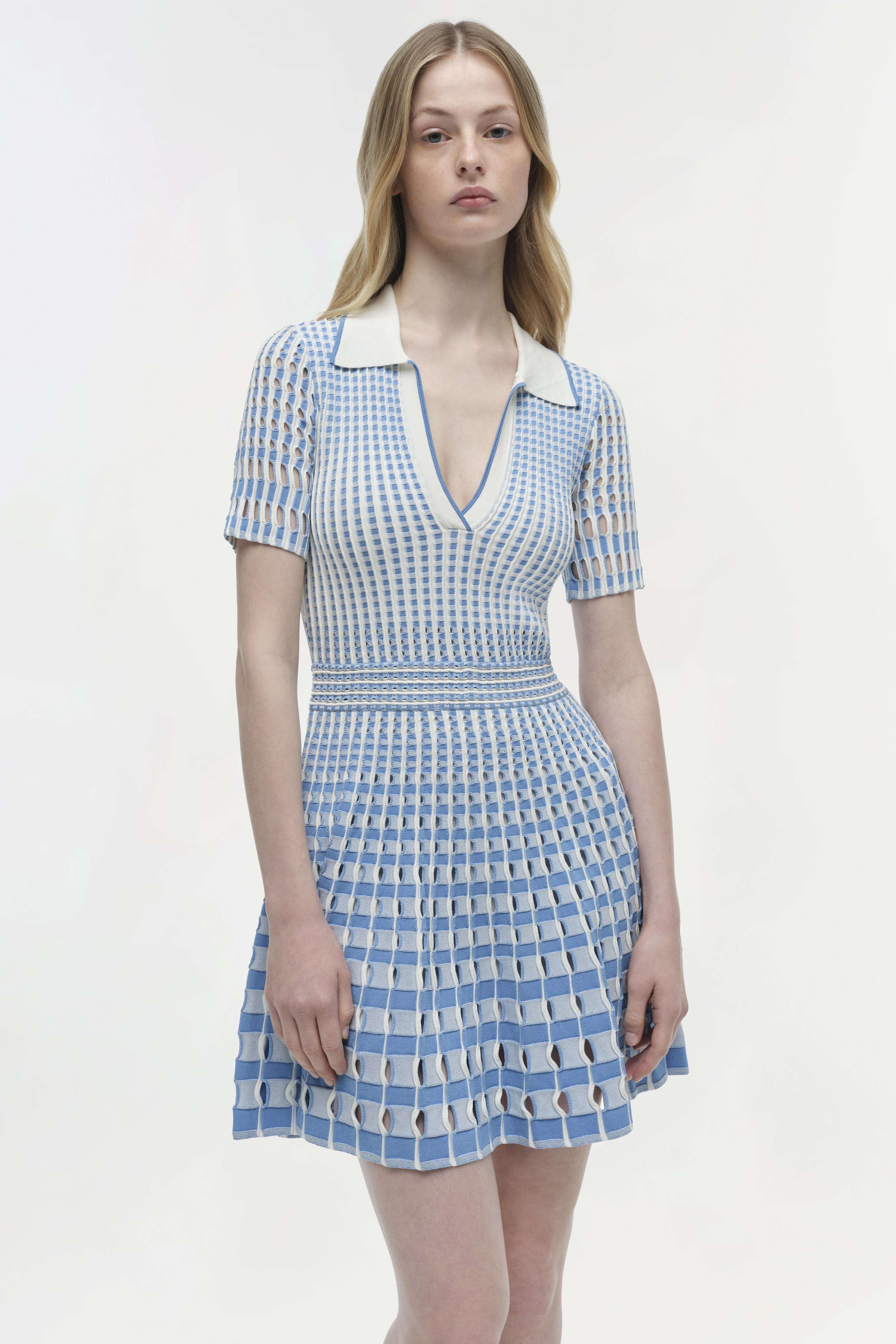 Simkhai Tovi Polo Mini Dress in Blue Hydrangea Multi