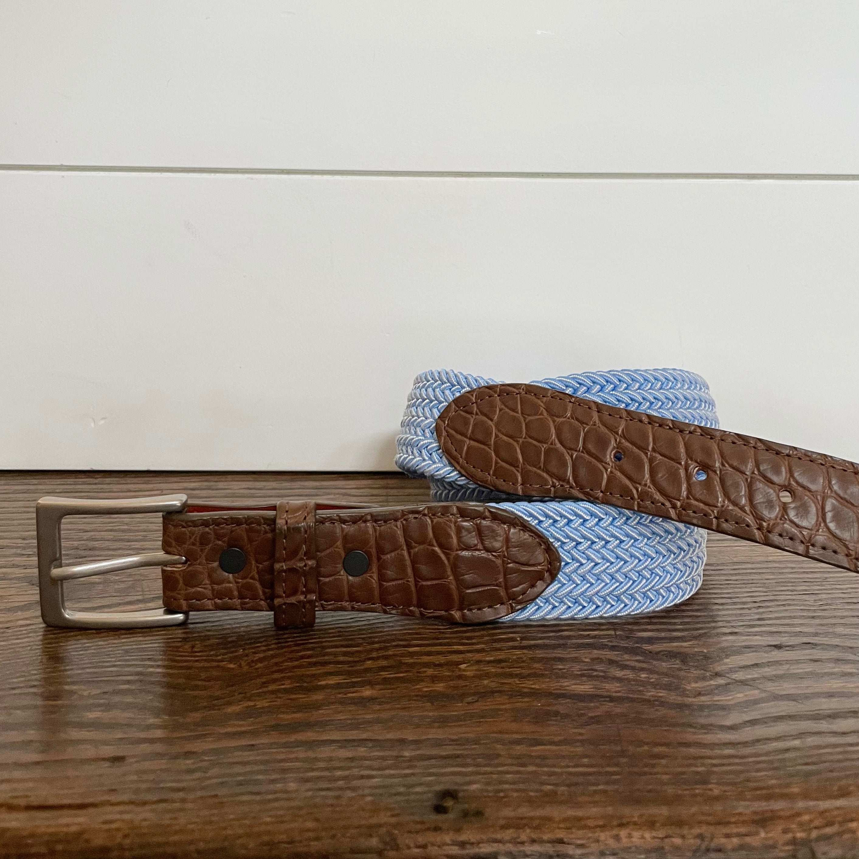 The Stretch Belt, Light Blue & White