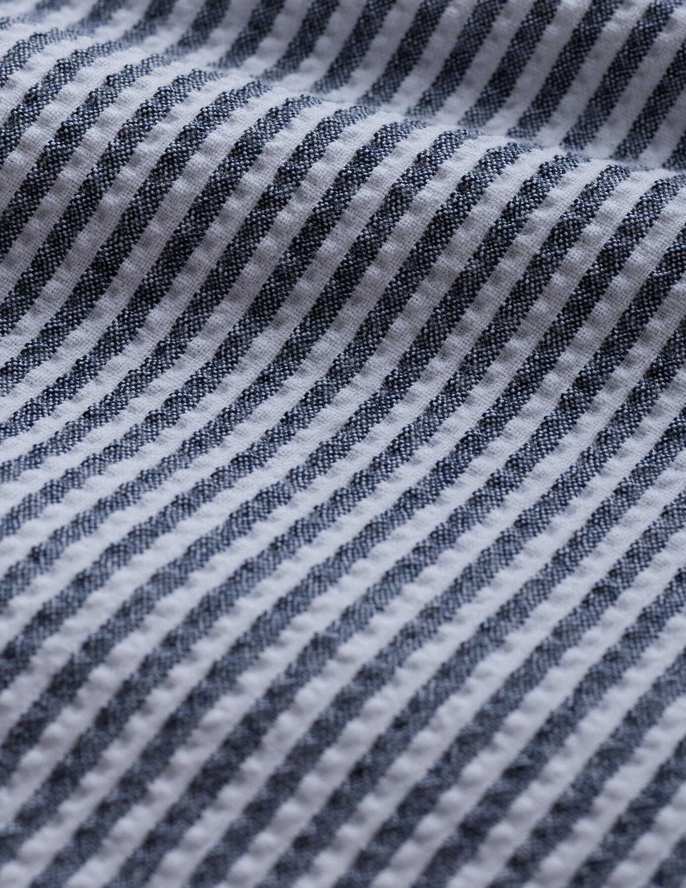 Seersucker Short Sleeve Shirt Navy Stripes