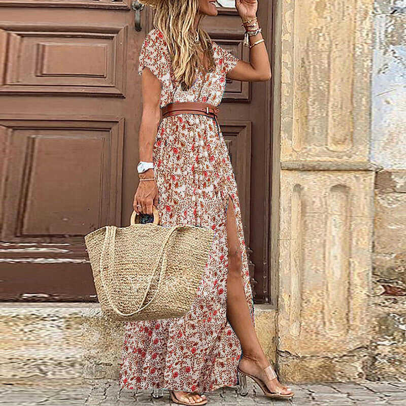 Bohemian V-neck floral dress