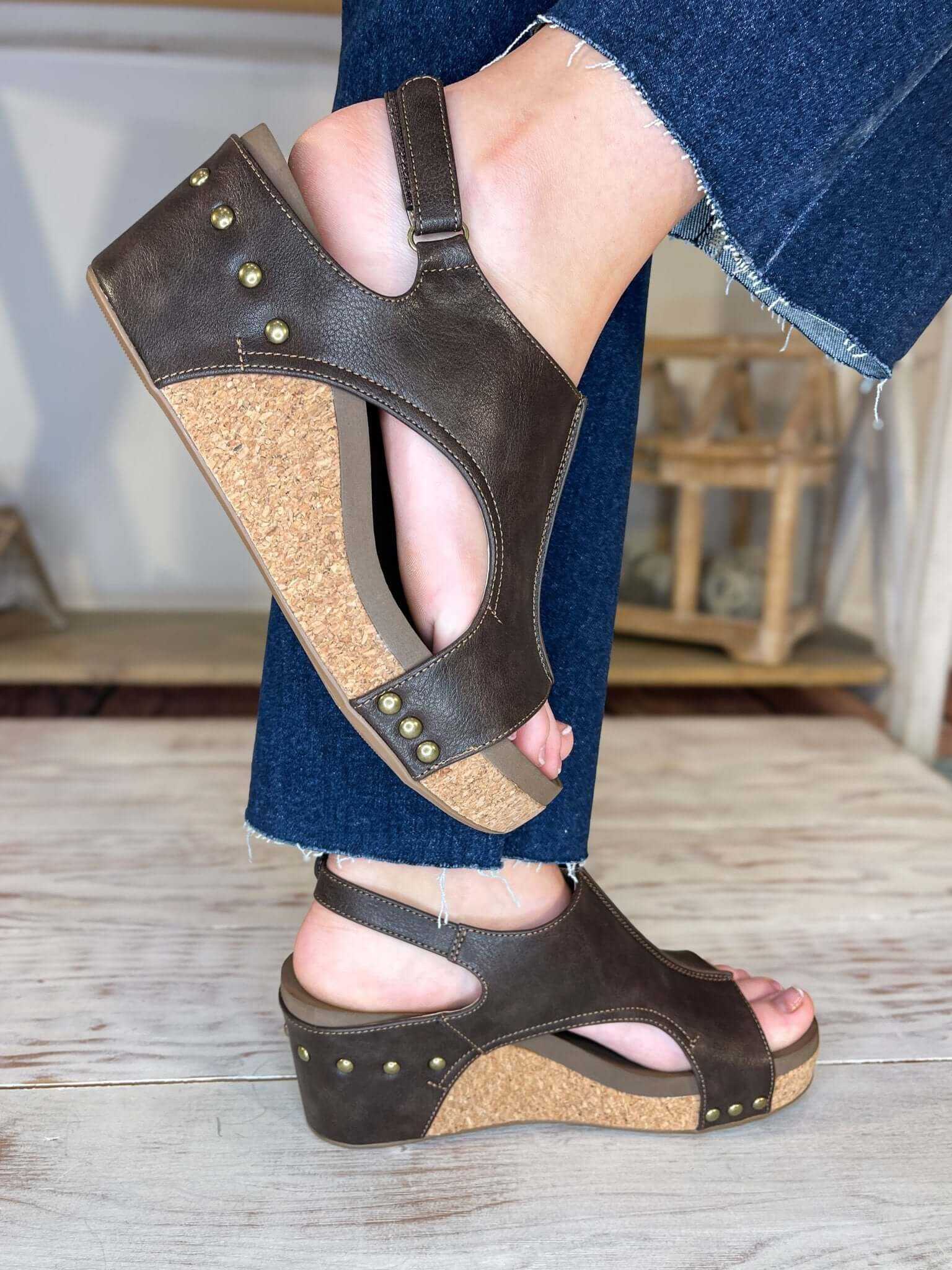 Corky's Footwear Carley Wedge Sandal - Chocolate Smooth