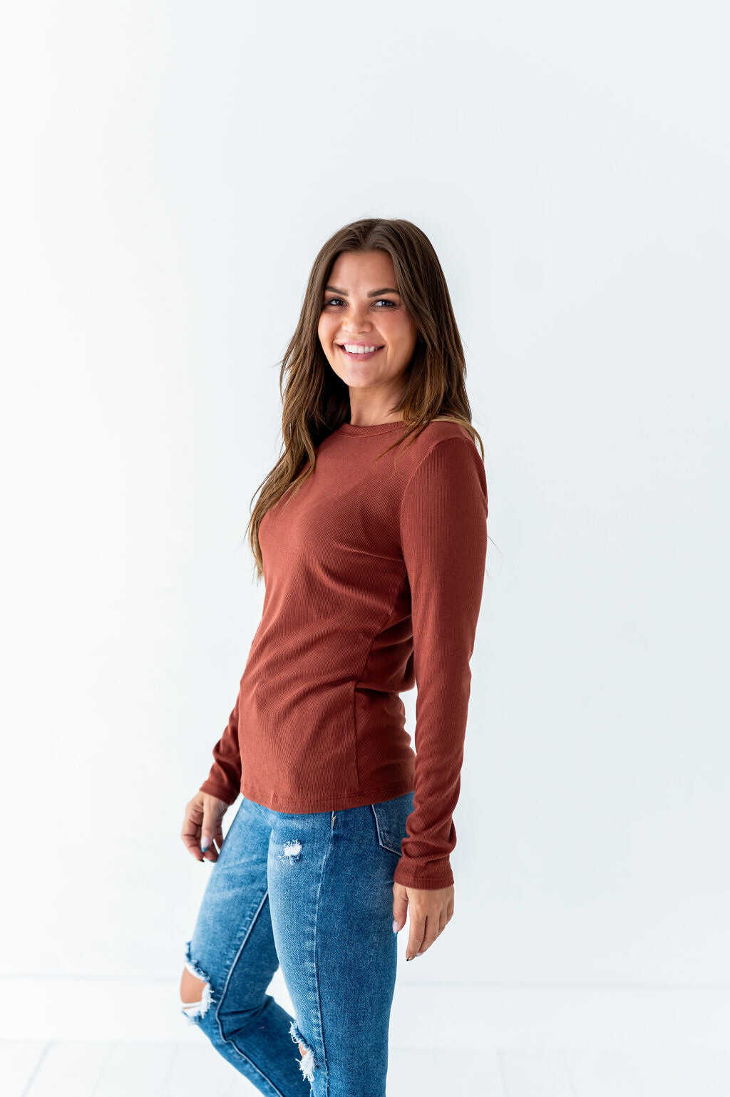 Kori Basic Ribbed Top in Copper