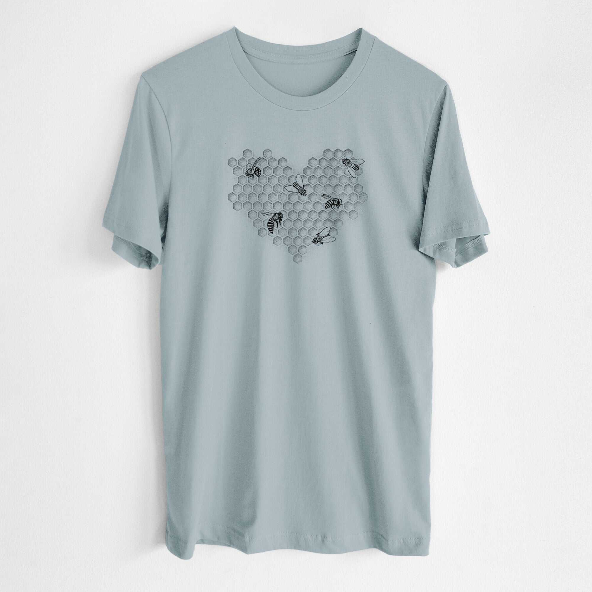Honeycomb Heart with Bees - Lightweight 100% Cotton Unisex Crewneck