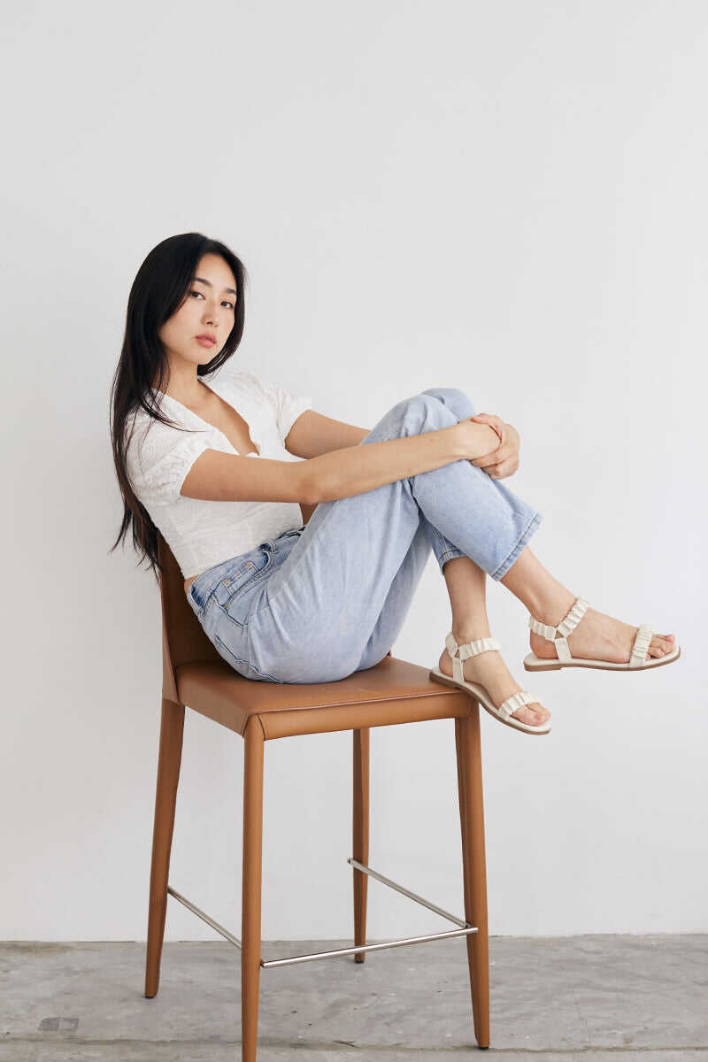 Juno Ruching Sports Sandals in Ivory