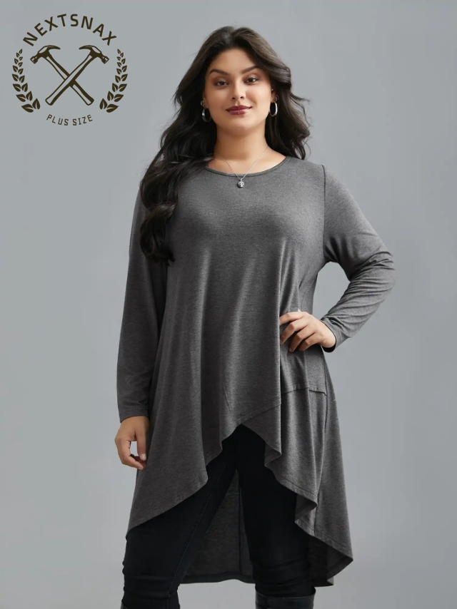 Solid Heather High Low Hem Top