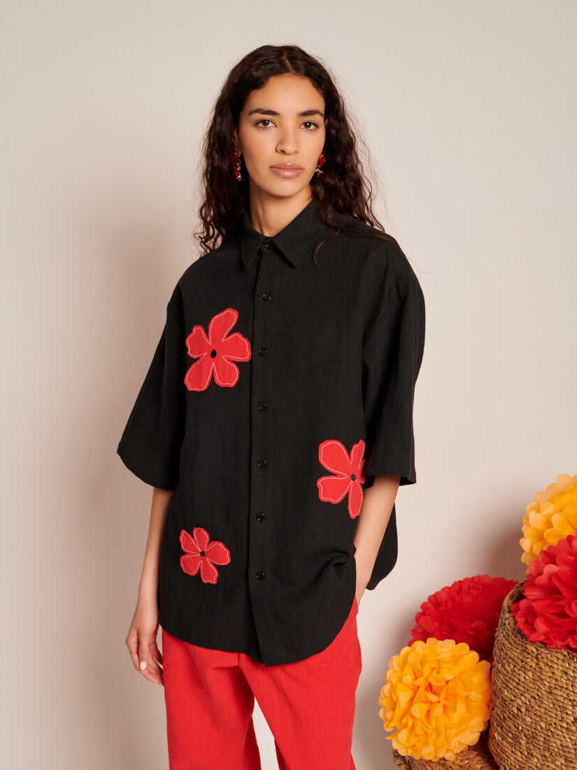 Camelia Applique Boxy Shirt