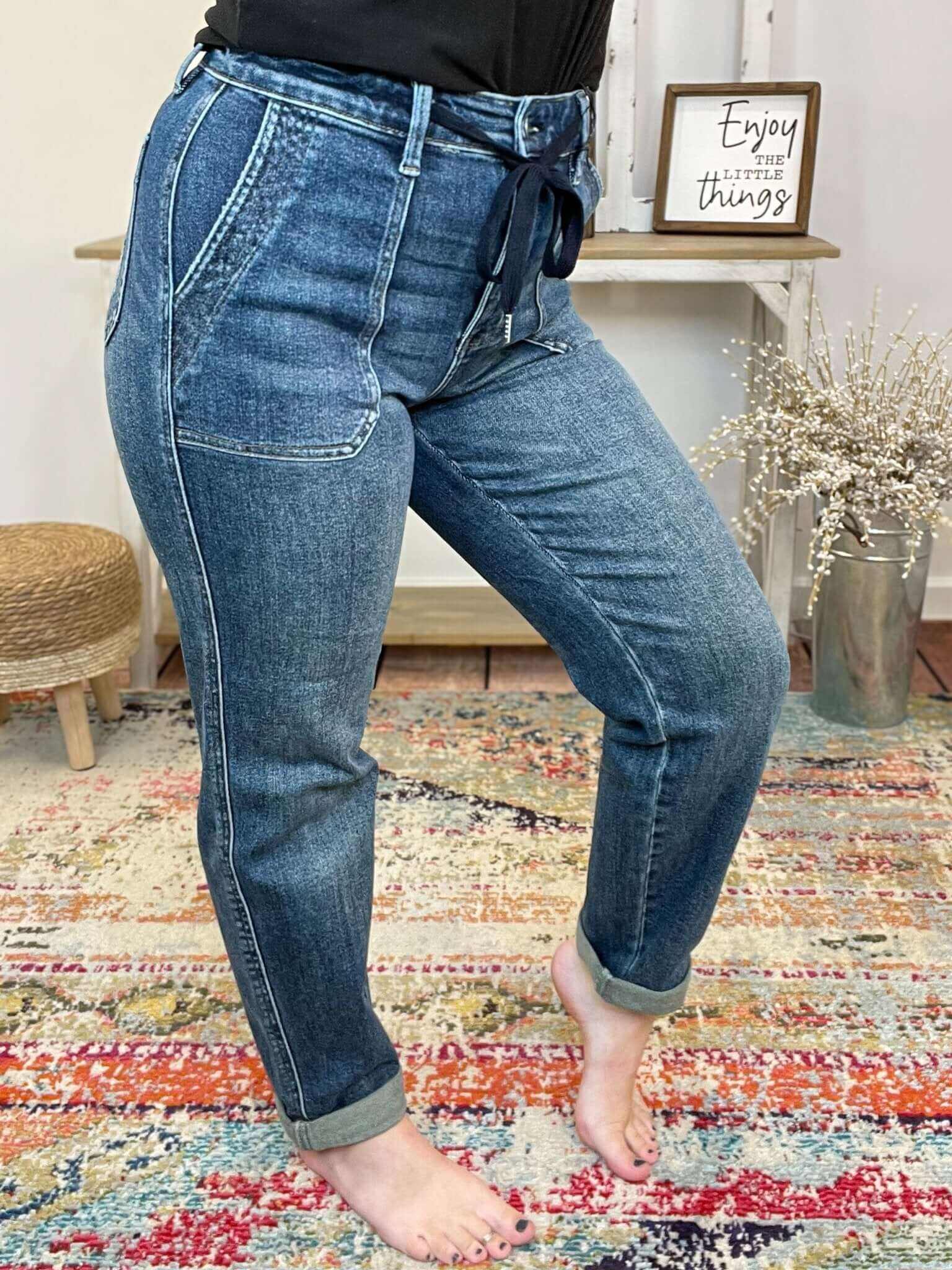 Judy Blue Relaxed Tatum Drawstring Cuffed Jogger Jeans