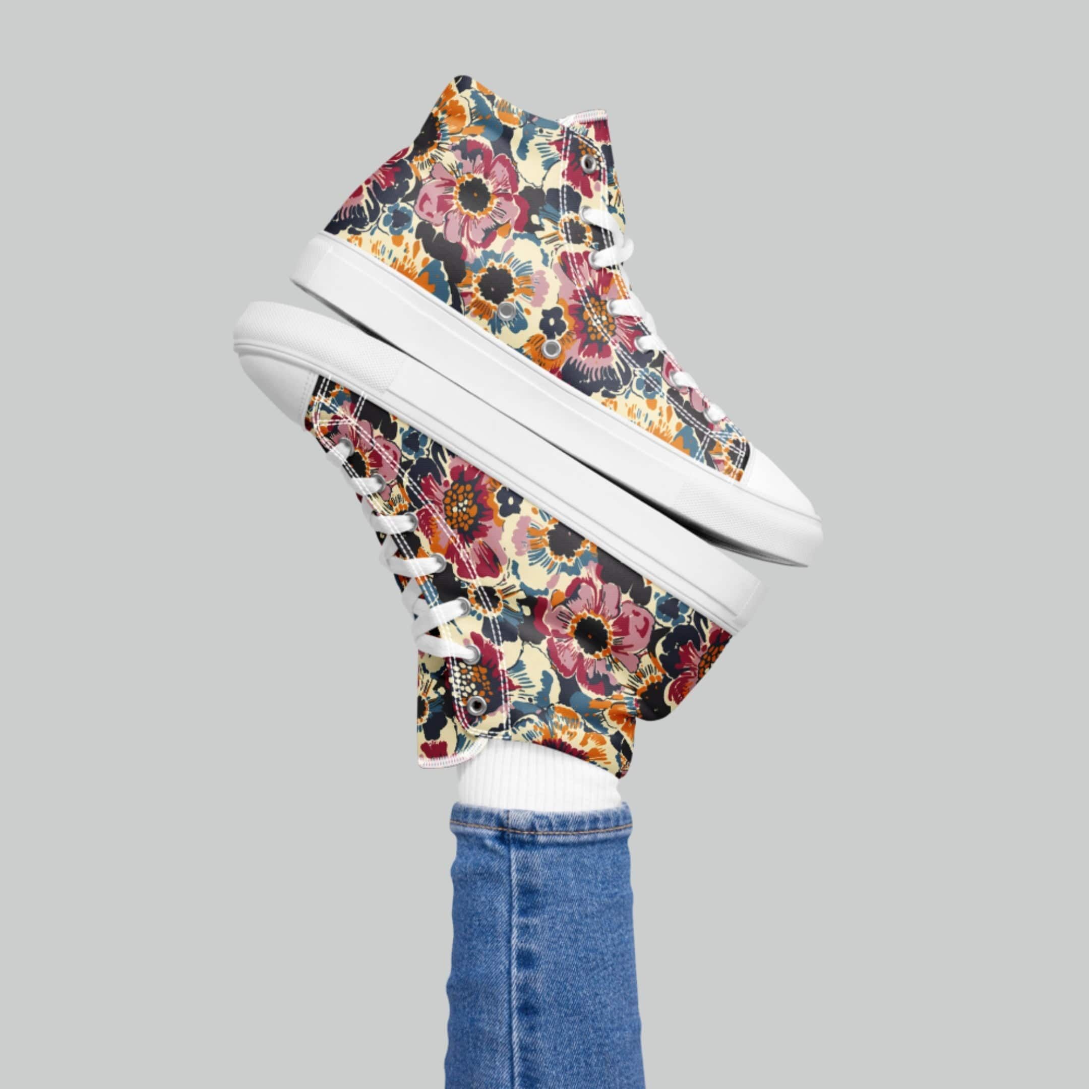 Bold Vintage Floral High Top Canvas Shoes