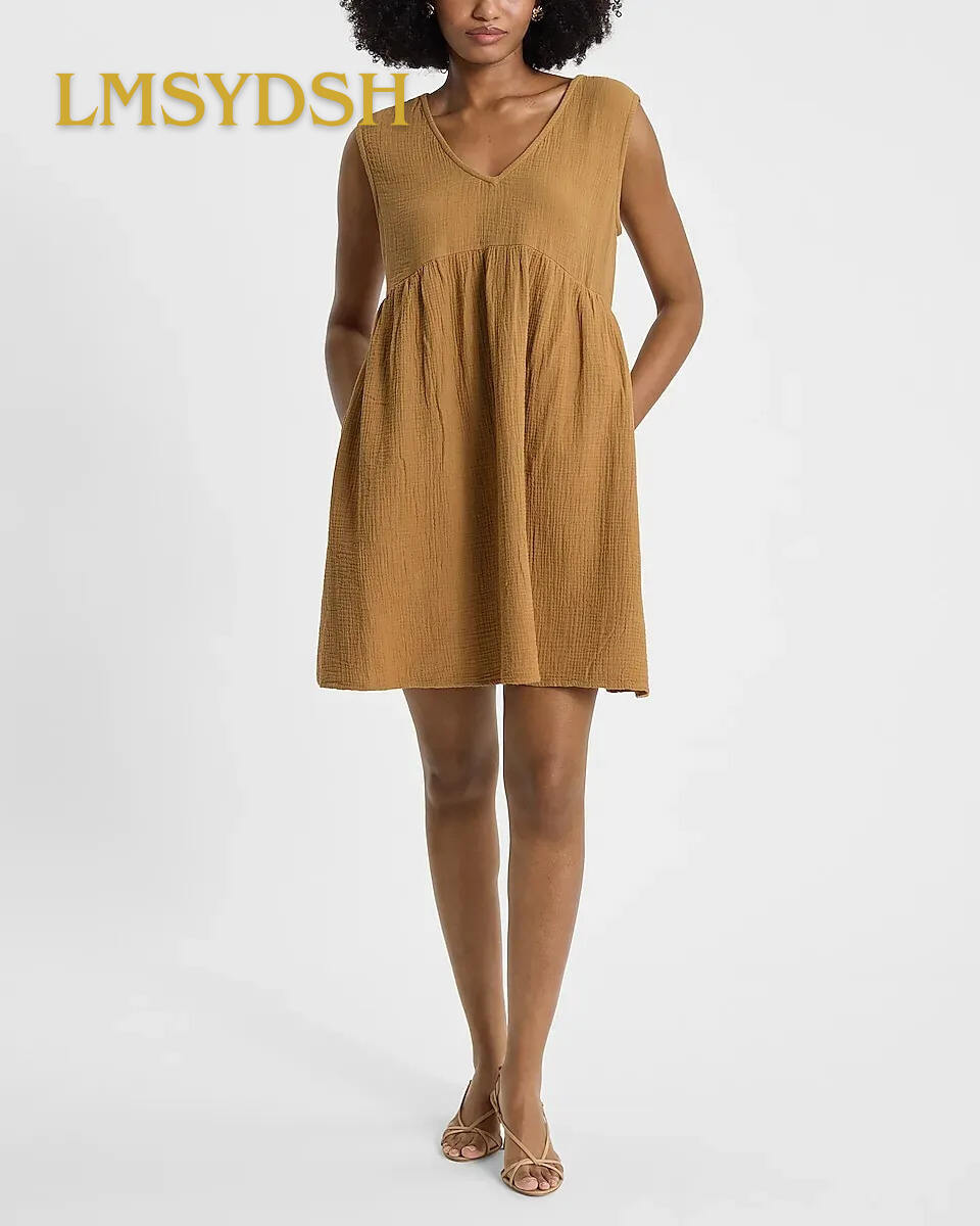 Sleeveless V-Neck Tie Back Mini Dress