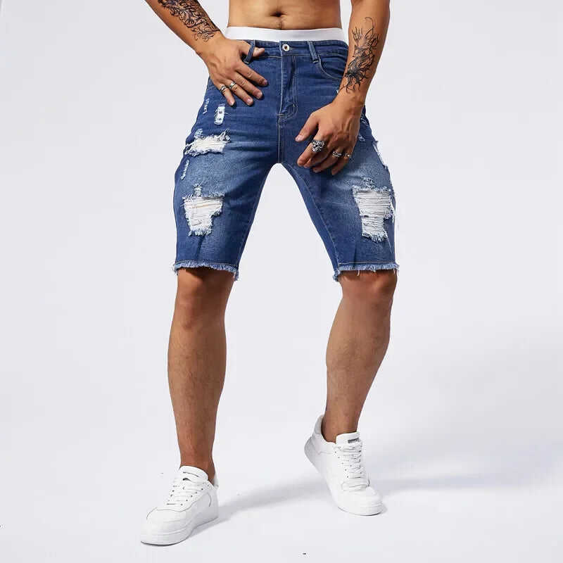 BREAKCUT DENIM SHORTS