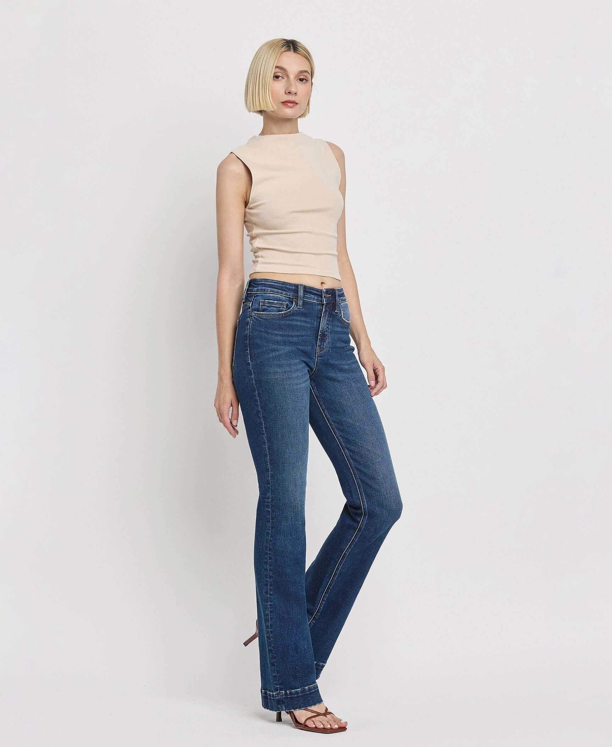 Vervet by Flying Monkey Sustainability High Rise Trouser Fit Boot Cut Jeans