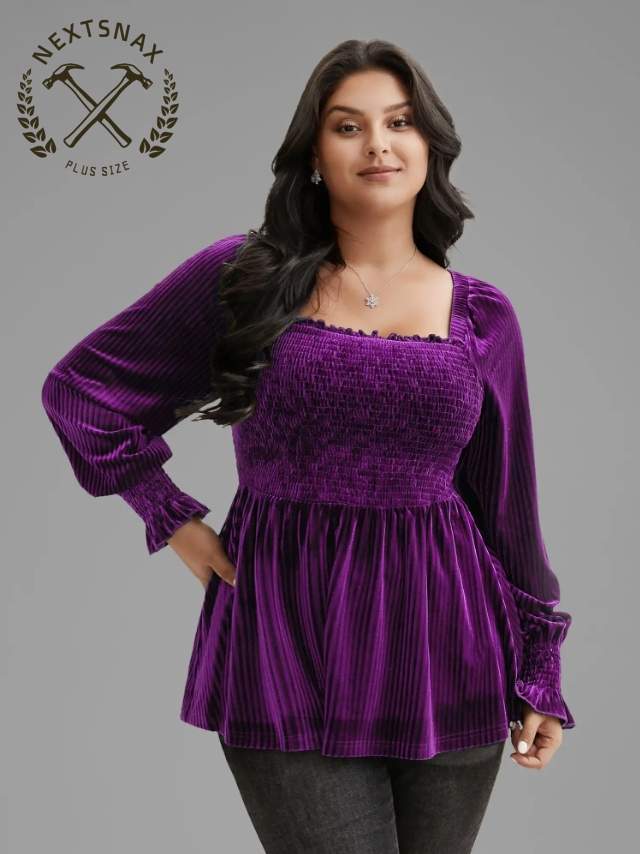 Velvet Smocked Bodice Jersey Top