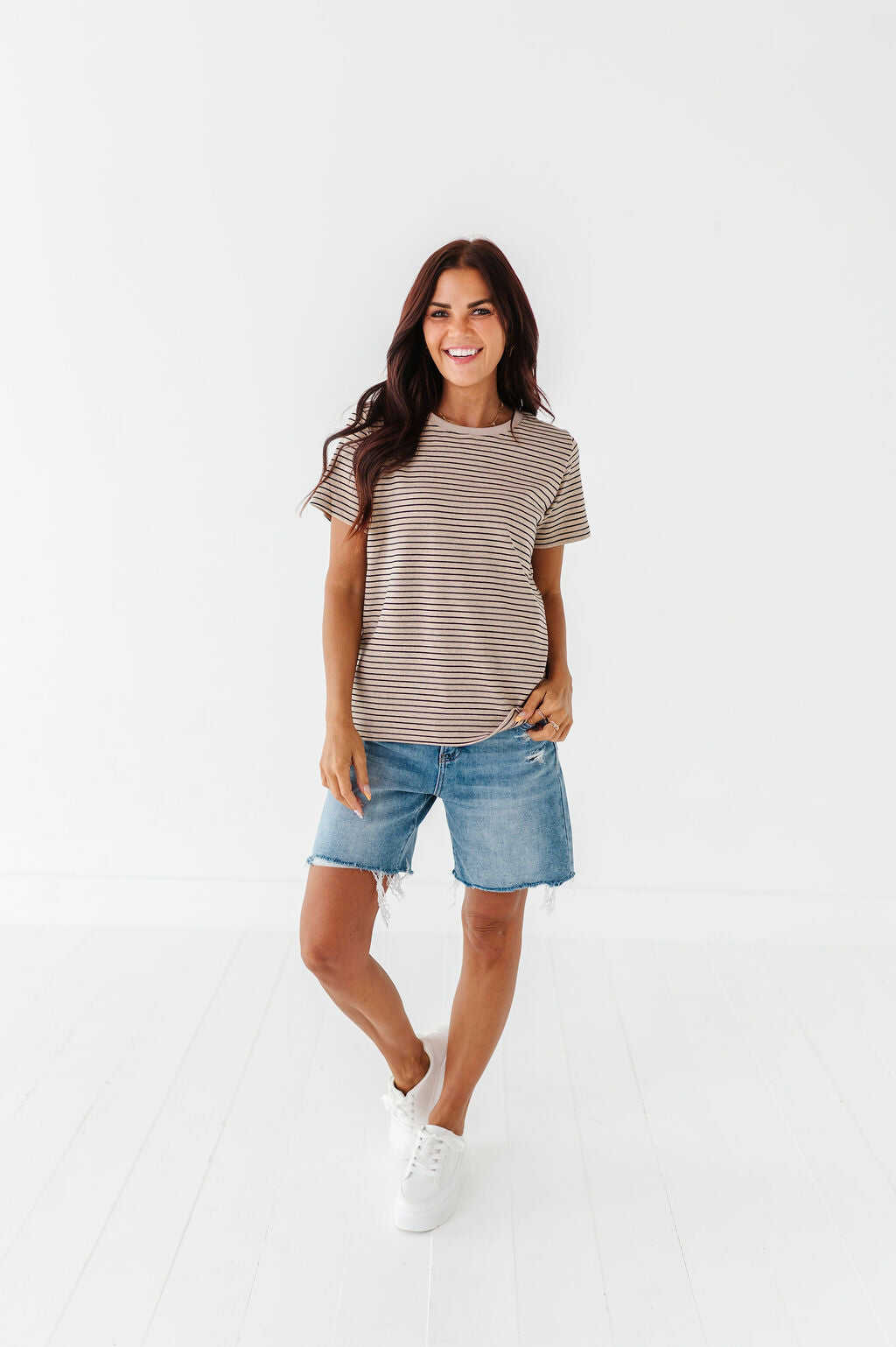 Felicity Striped Top in Oatmeal