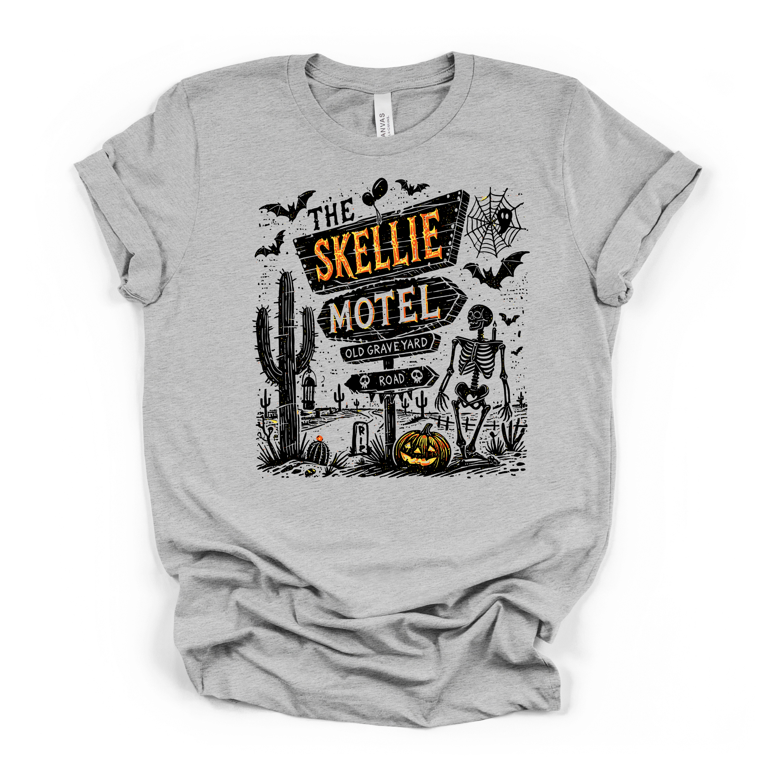 Skellie Motel Halloween T Shirt (Black Design)