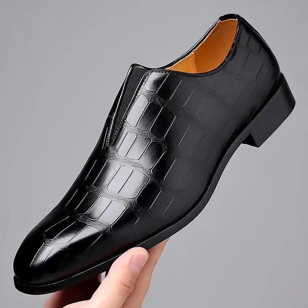 Men's Business Shoes Stone Pattern Casual PU Leather Shoes