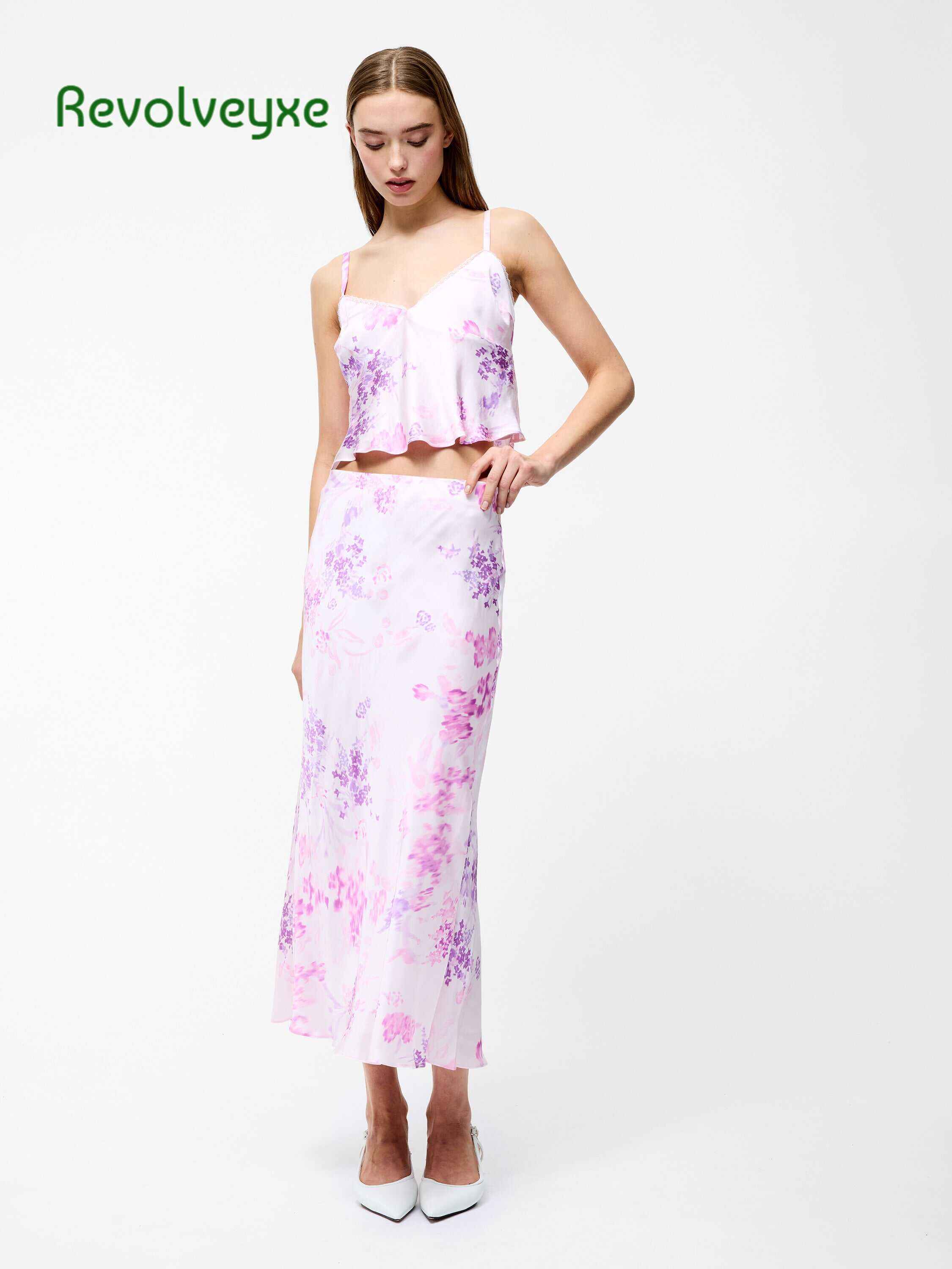 Elyria Oona Satin Midi Skirt