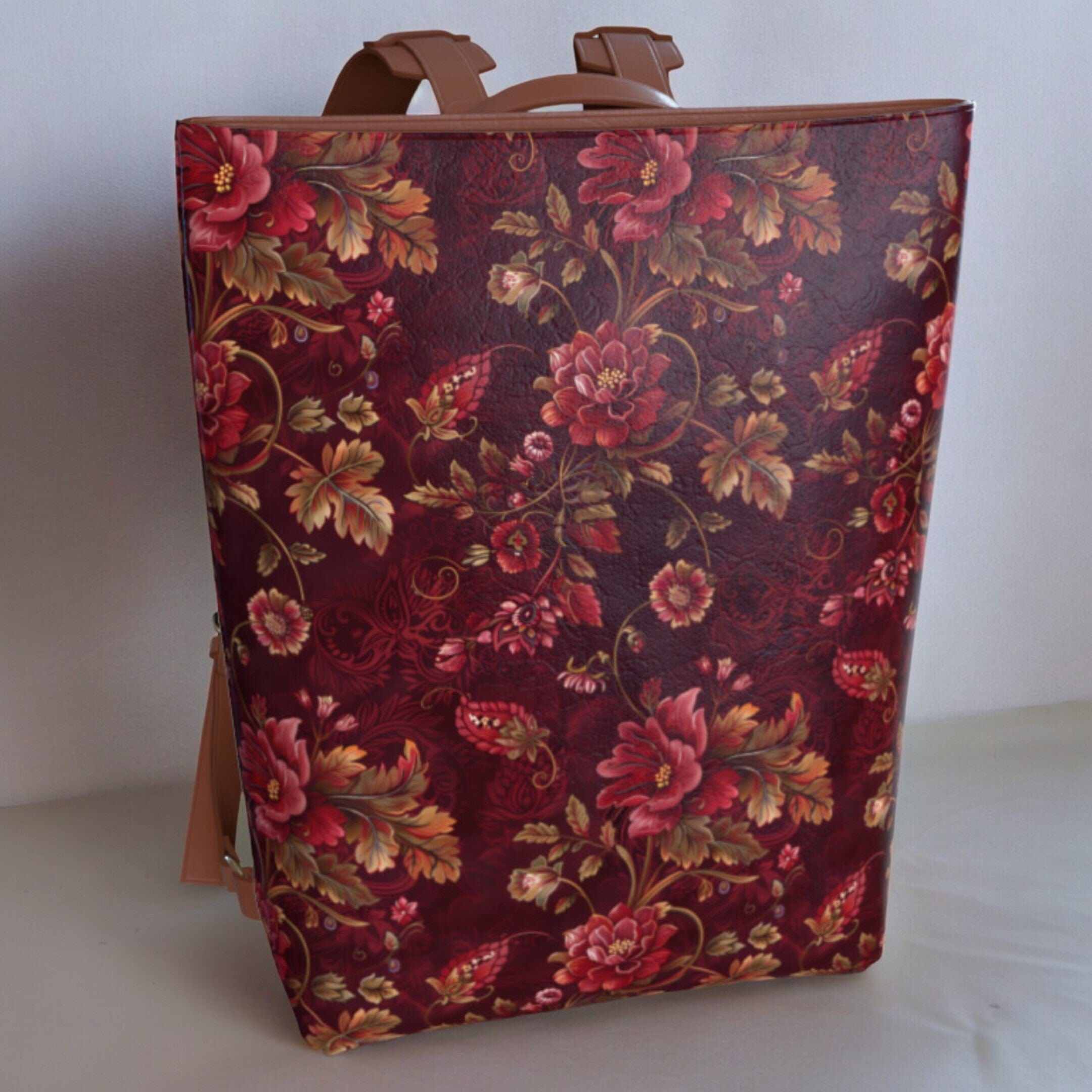 Vegan Leather Backpack - Vintage Floral