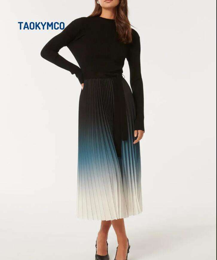Ombre Pleat Midi Dress