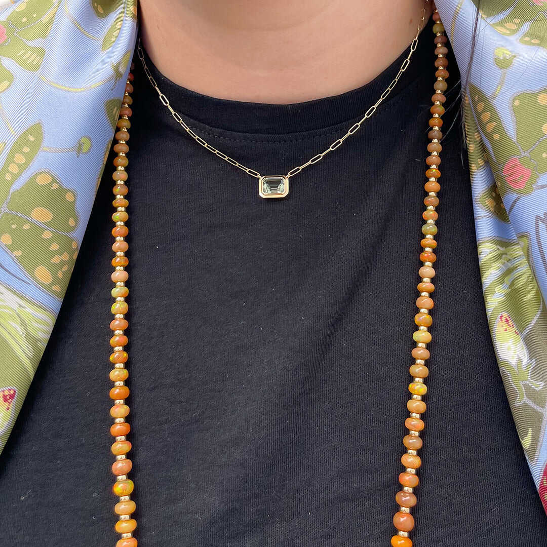 Goshwara Emerald-Cut Prasiolite 18K Gold Pendant Necklace