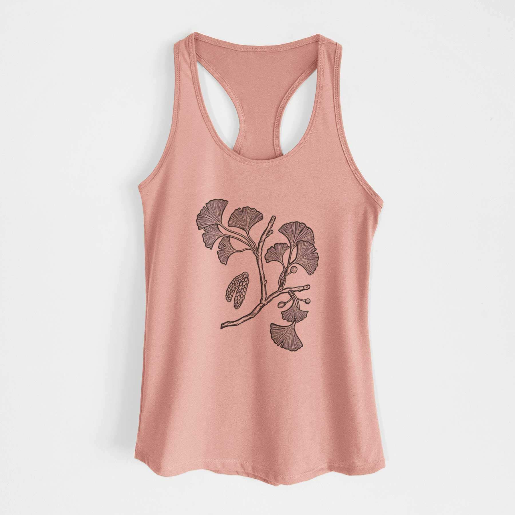 Ginkgo Biloba - Ginkgo Tree Stem with Leaves - Women's Racerback Tanktop