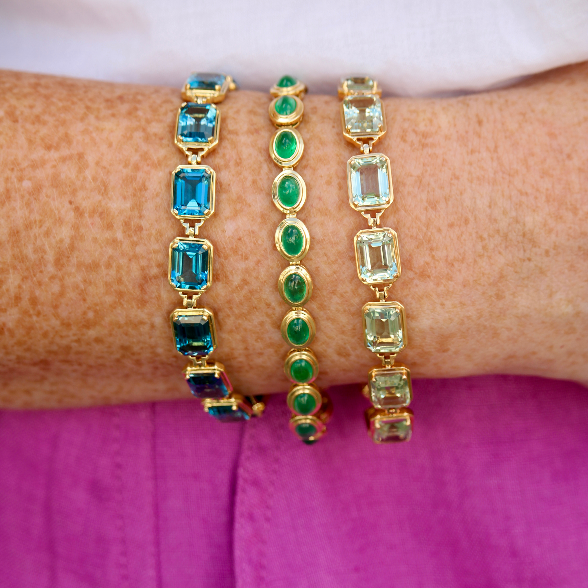 Goshwara Emerald-Cut Prasiolite 18K Yellow Gold Bracelet