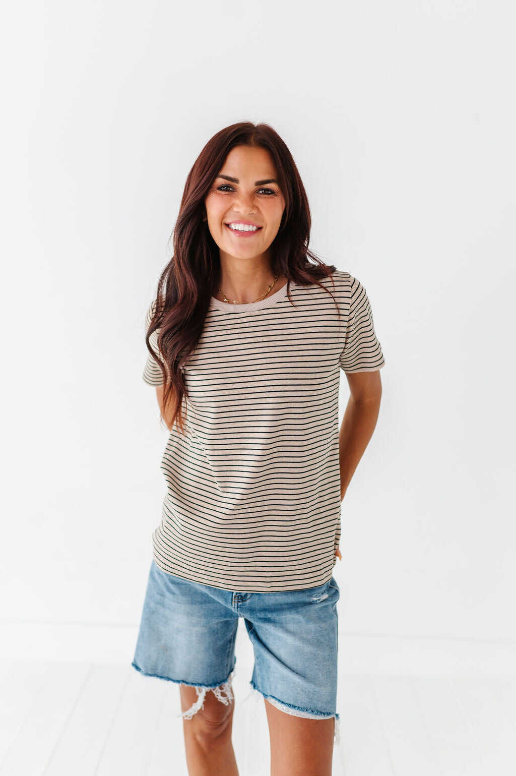 Felicity Striped Top in Oatmeal