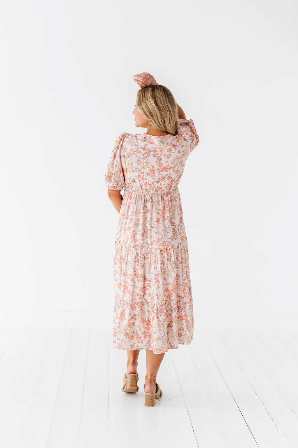 Fiona Floral Dress in Cream Multi - Size 2X, 3X, & 4X Left
