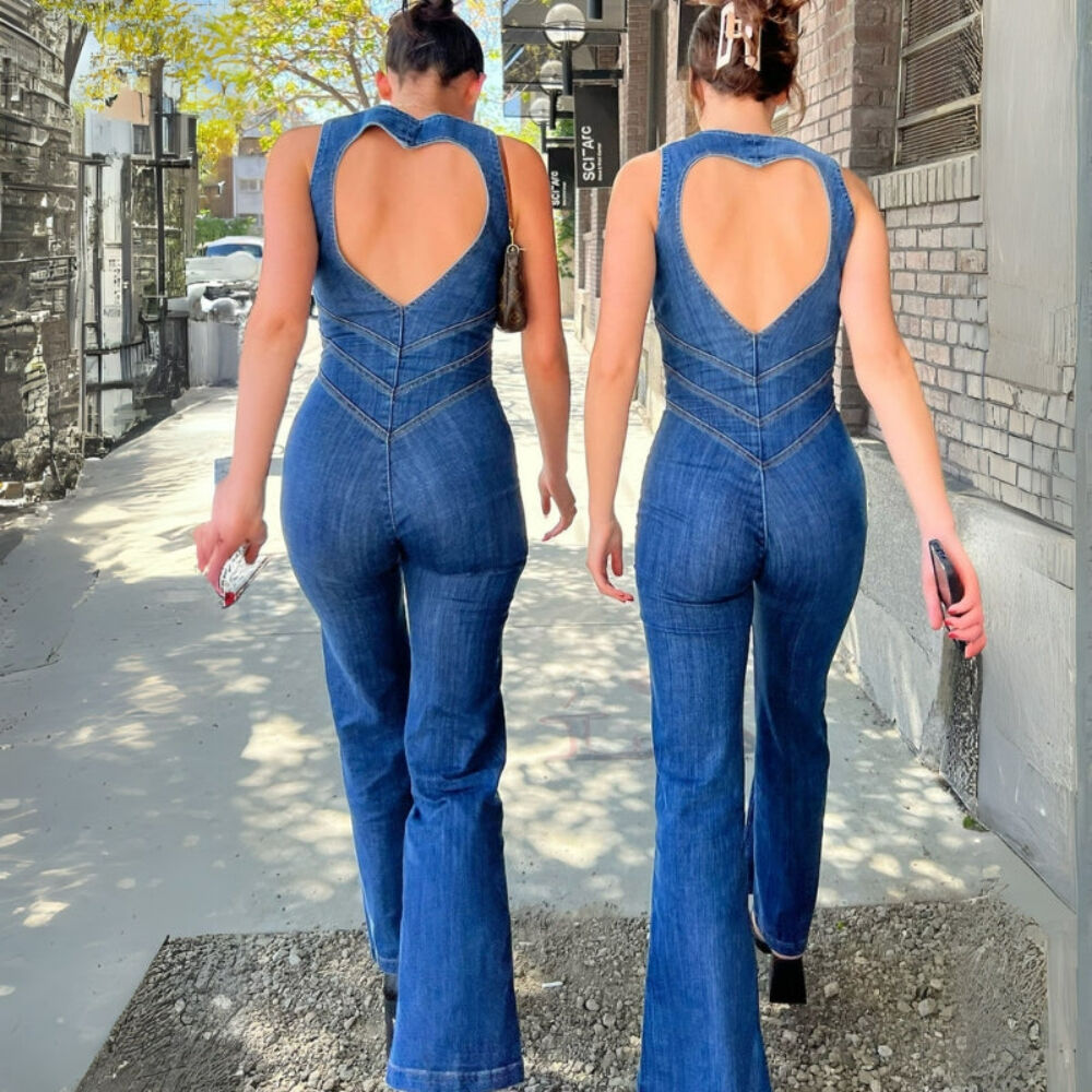 Retro Style Denim Jumpsuit