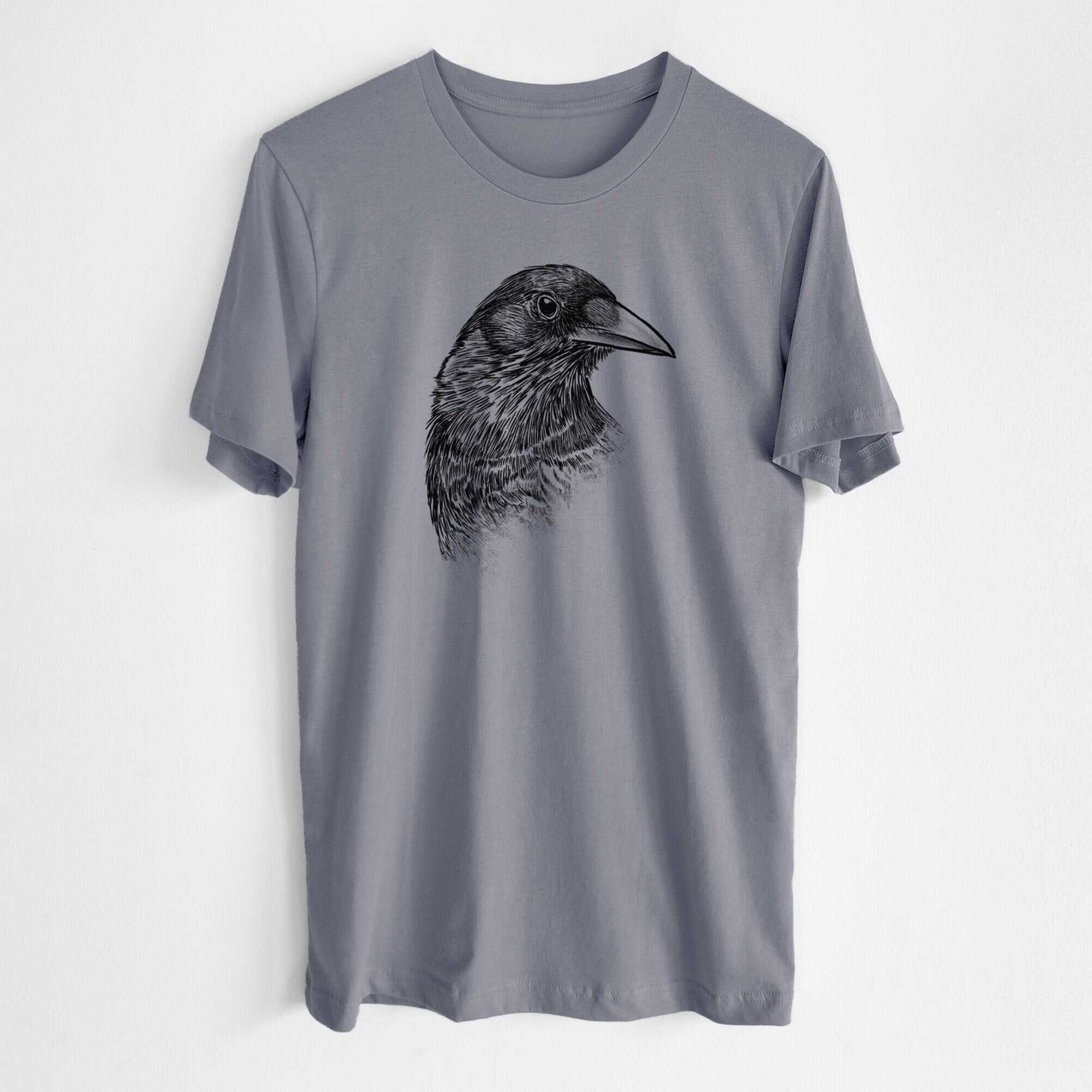 American Crow Bust - Corvus brachyrhynchos - Lightweight 100% Cotton Unisex Crewneck