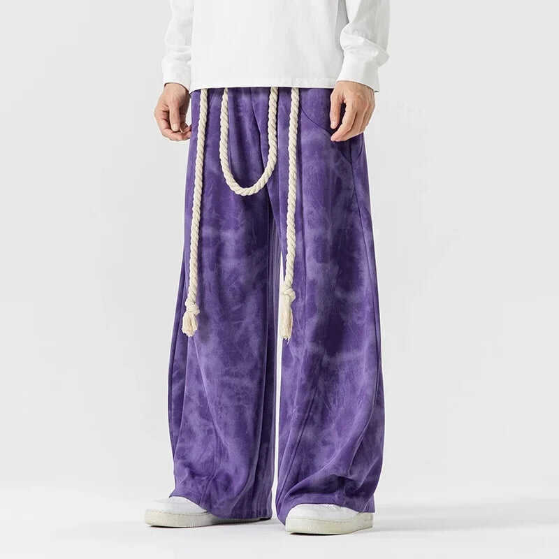 ACID WASH WIDE LEG SWEATPANTS