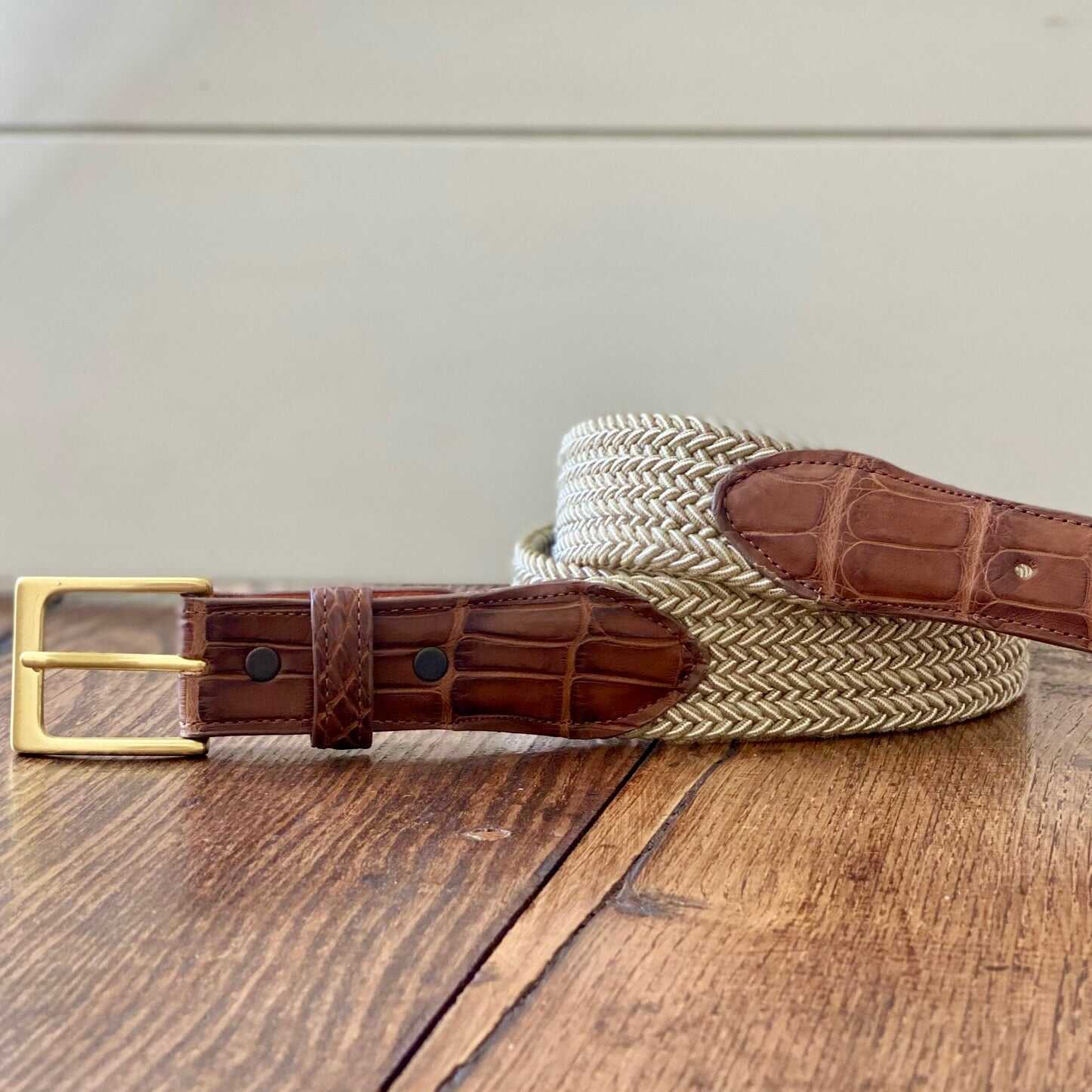 The Stretch Belt, Tan & White