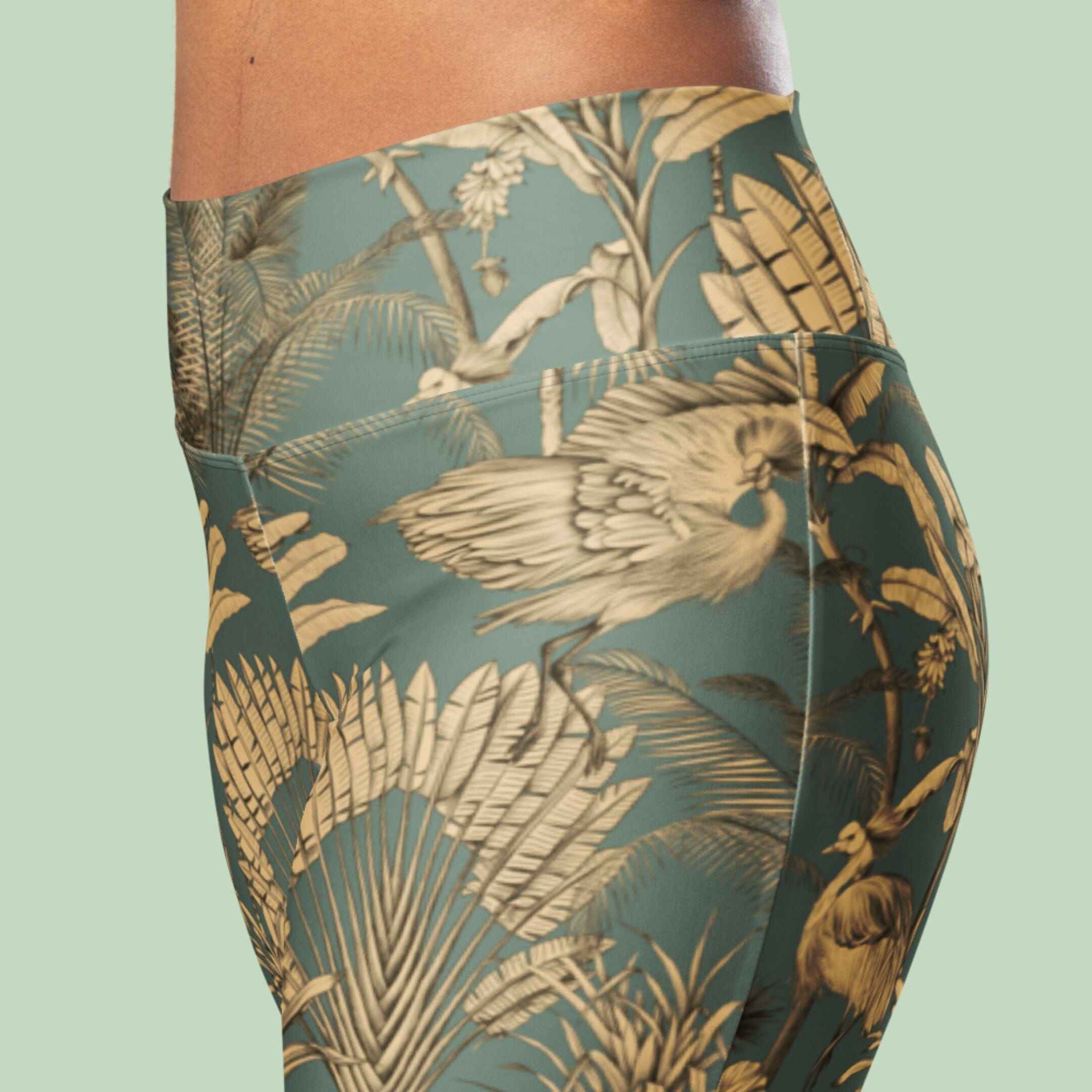 Recycled High-Waisted Flare Leggings, Wild Jungle Elegance