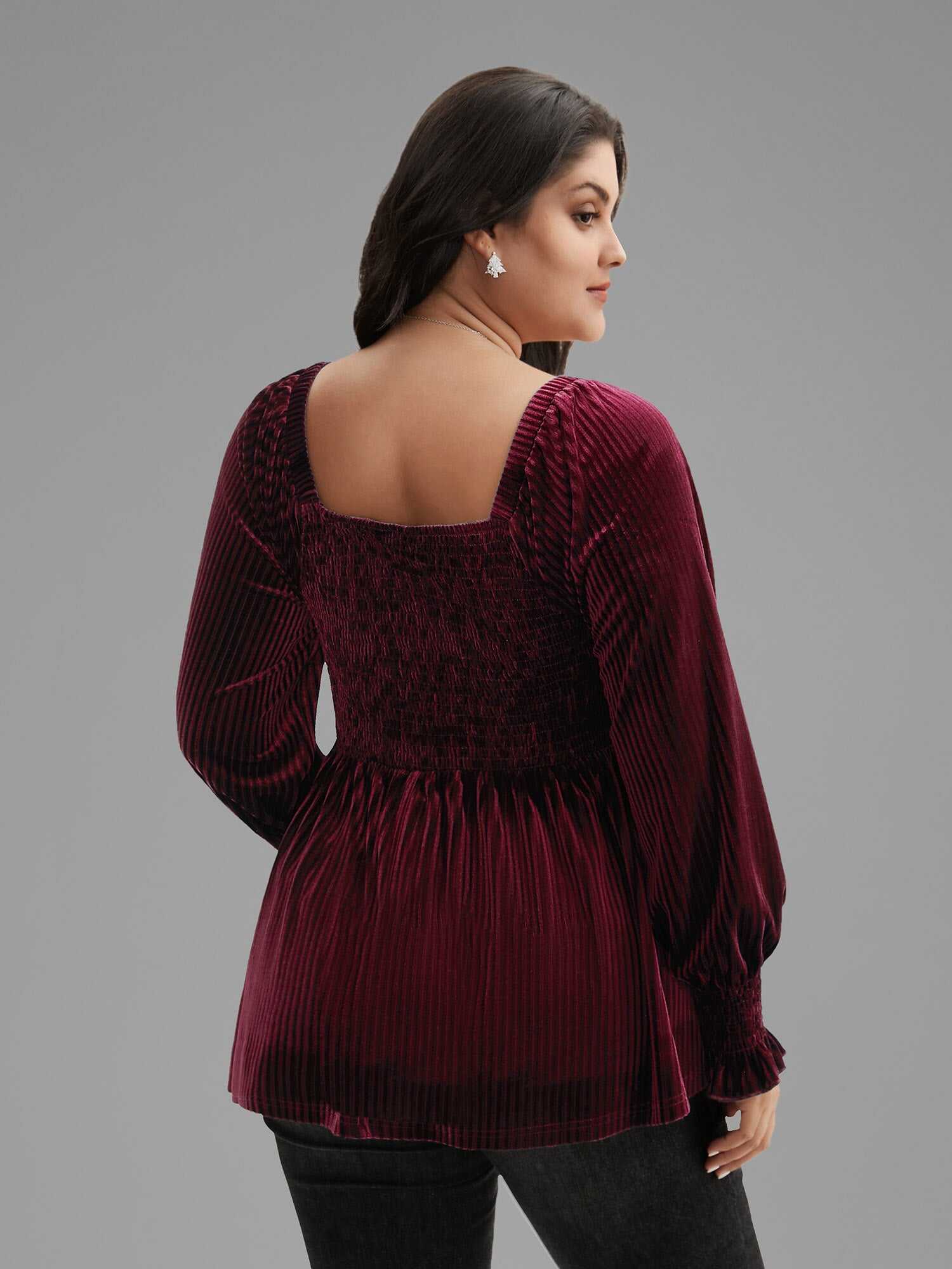 Velvet Smocked Bodice Jersey Top