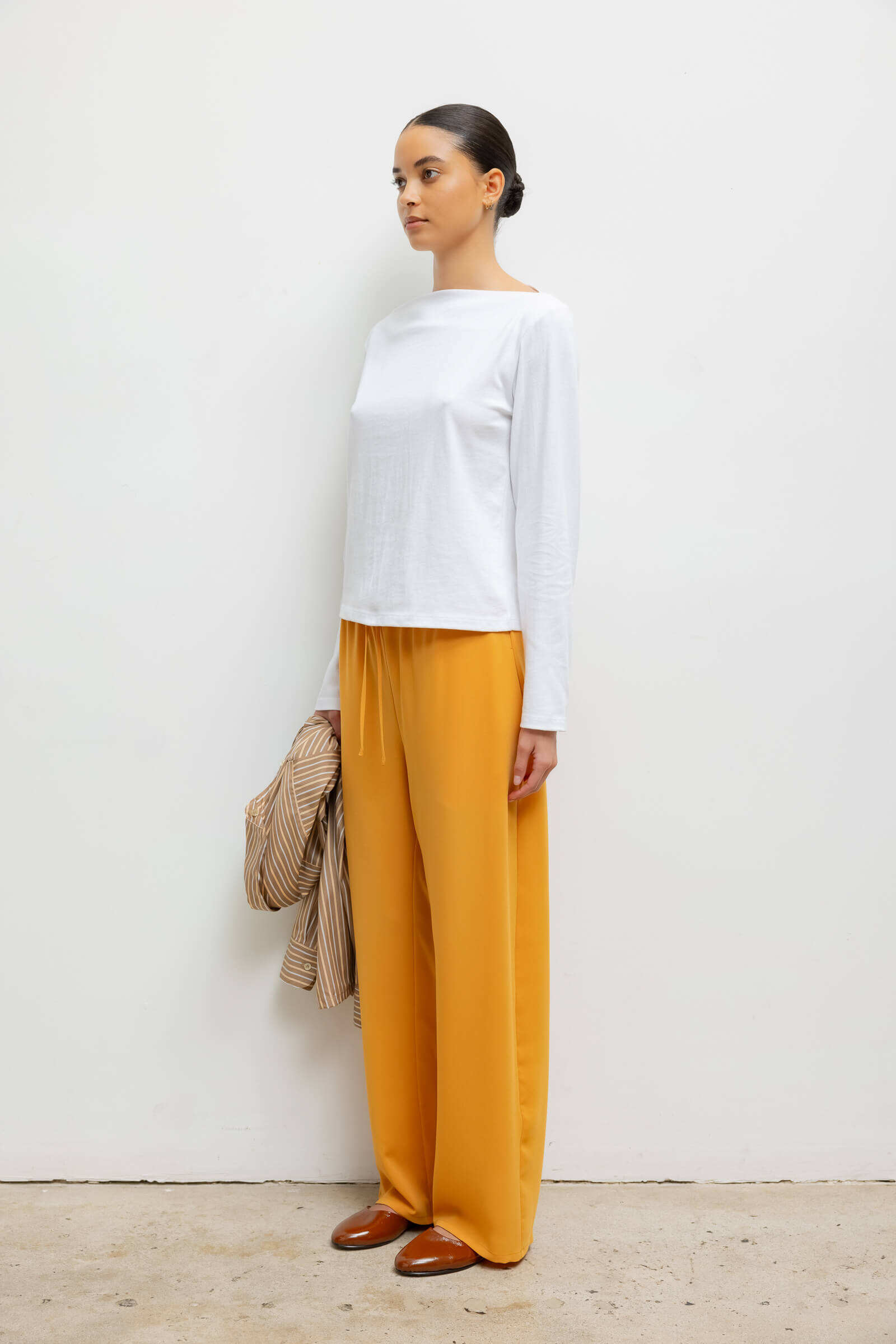 Leset Margo Long Sleeve Boatneck in White