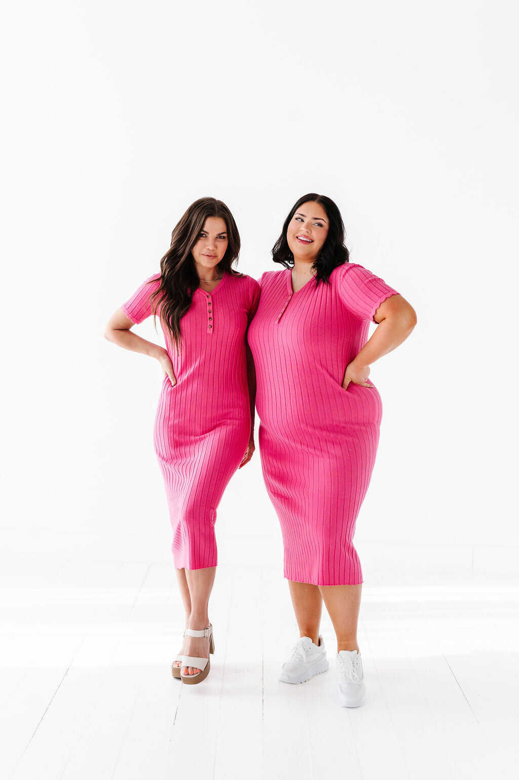 Harper Short Sleeve Dress in Hot Pink - Size XL, 1X, & 2X Left