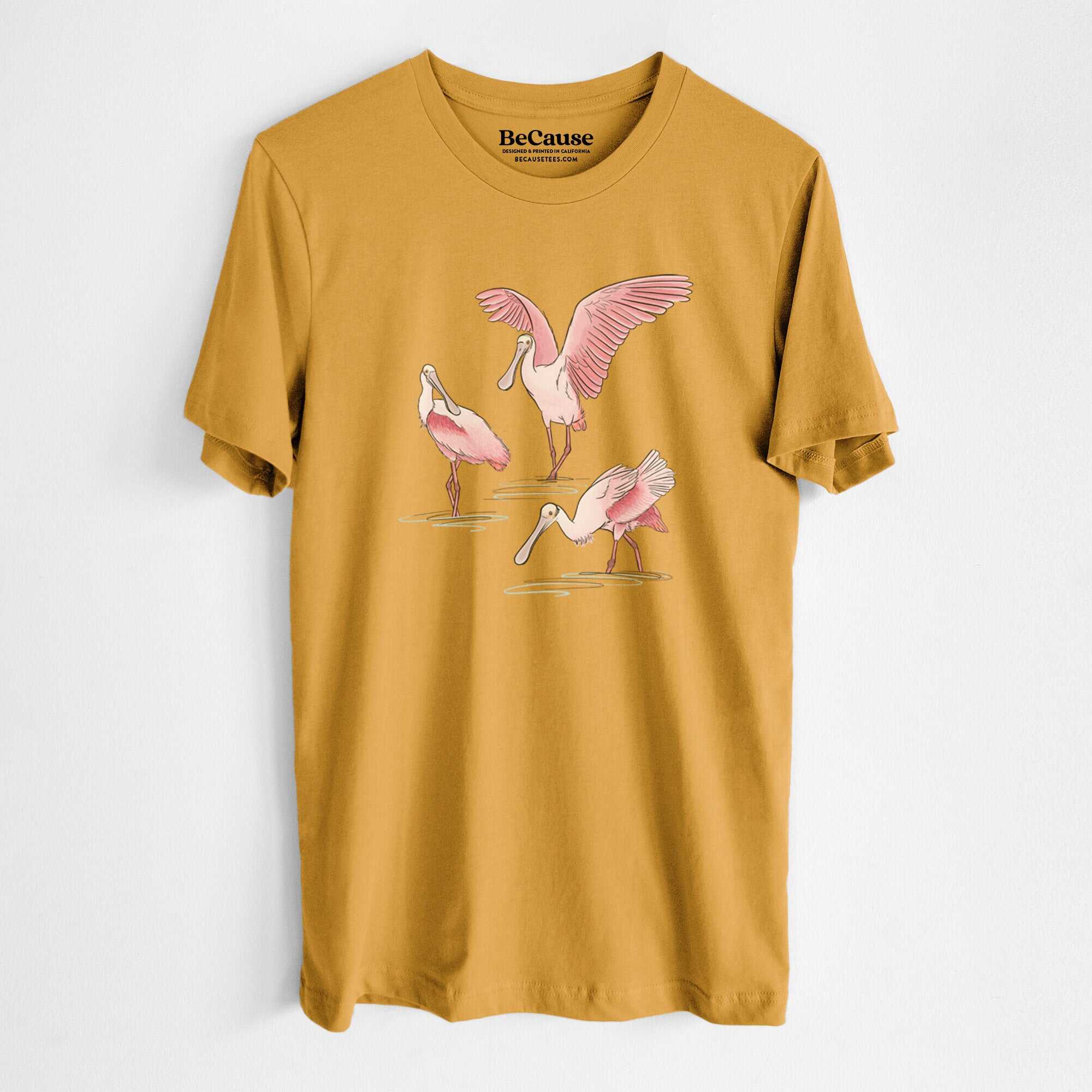 Roseate Spoonbill Trio - Platalea ajaja - Lightweight 100% Cotton Unisex Crewneck