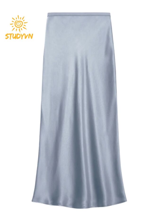 Studyvn Bar Silk Skirt in Pastel Blue