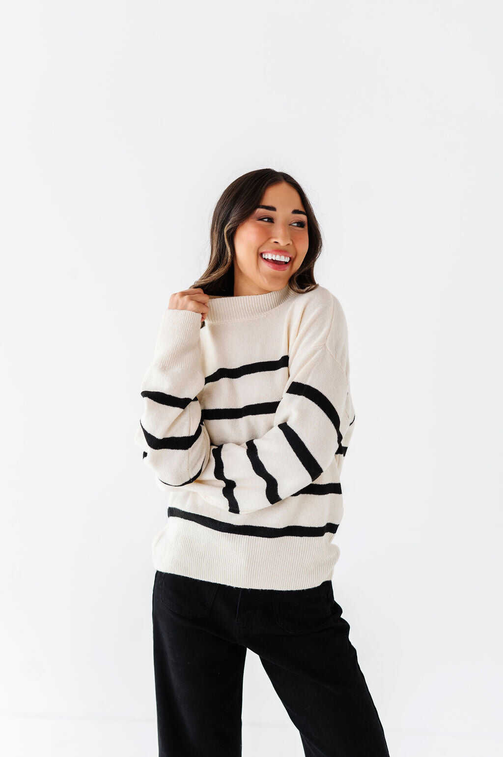 Ashton Striped Sweater in Cream