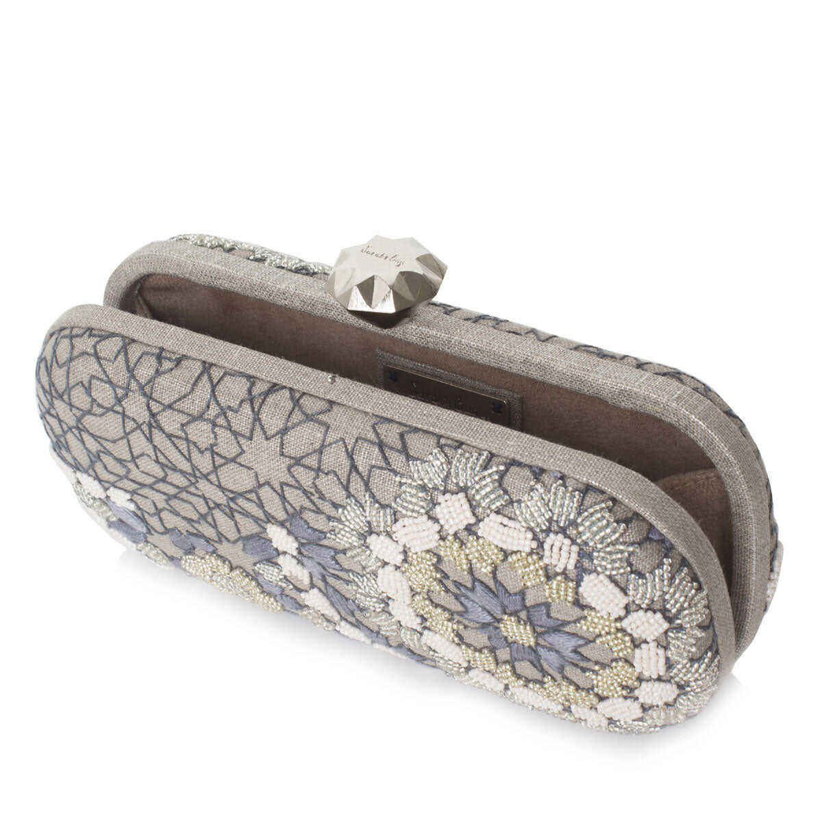 ARABESQUE SILVER BIG BOX CLUTCH