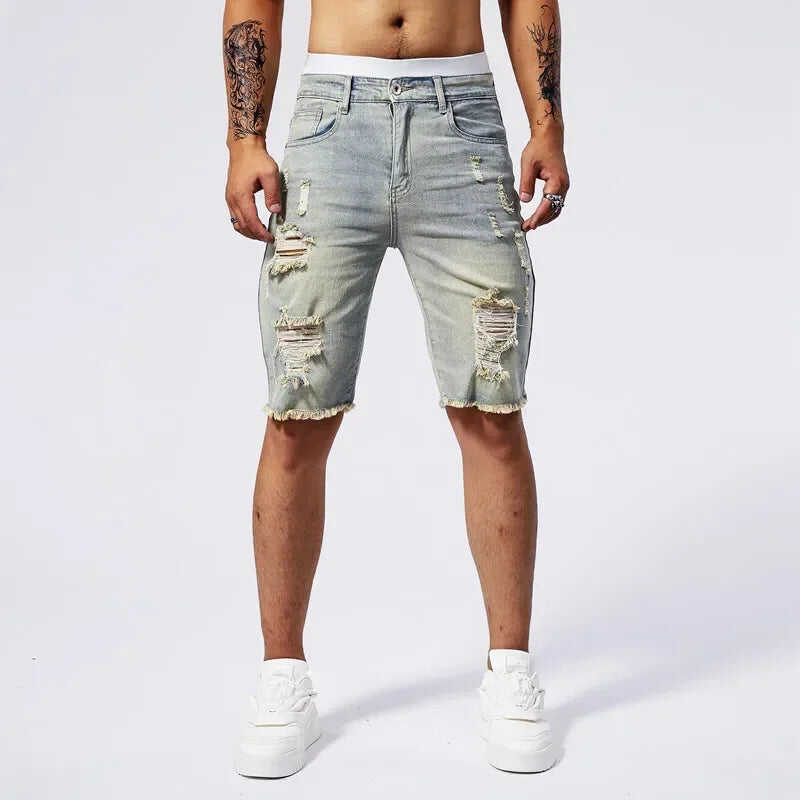 BREAKCUT DENIM SHORTS