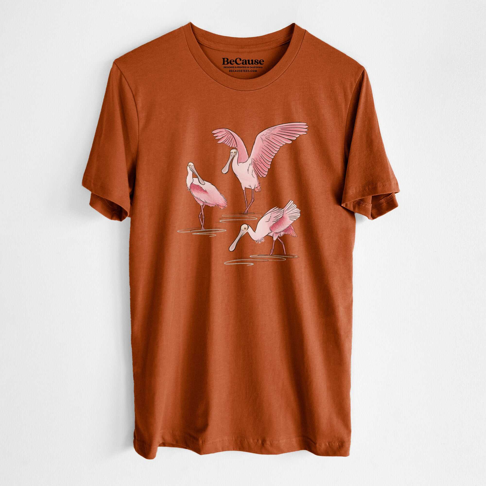 Roseate Spoonbill Trio - Platalea ajaja - Lightweight 100% Cotton Unisex Crewneck