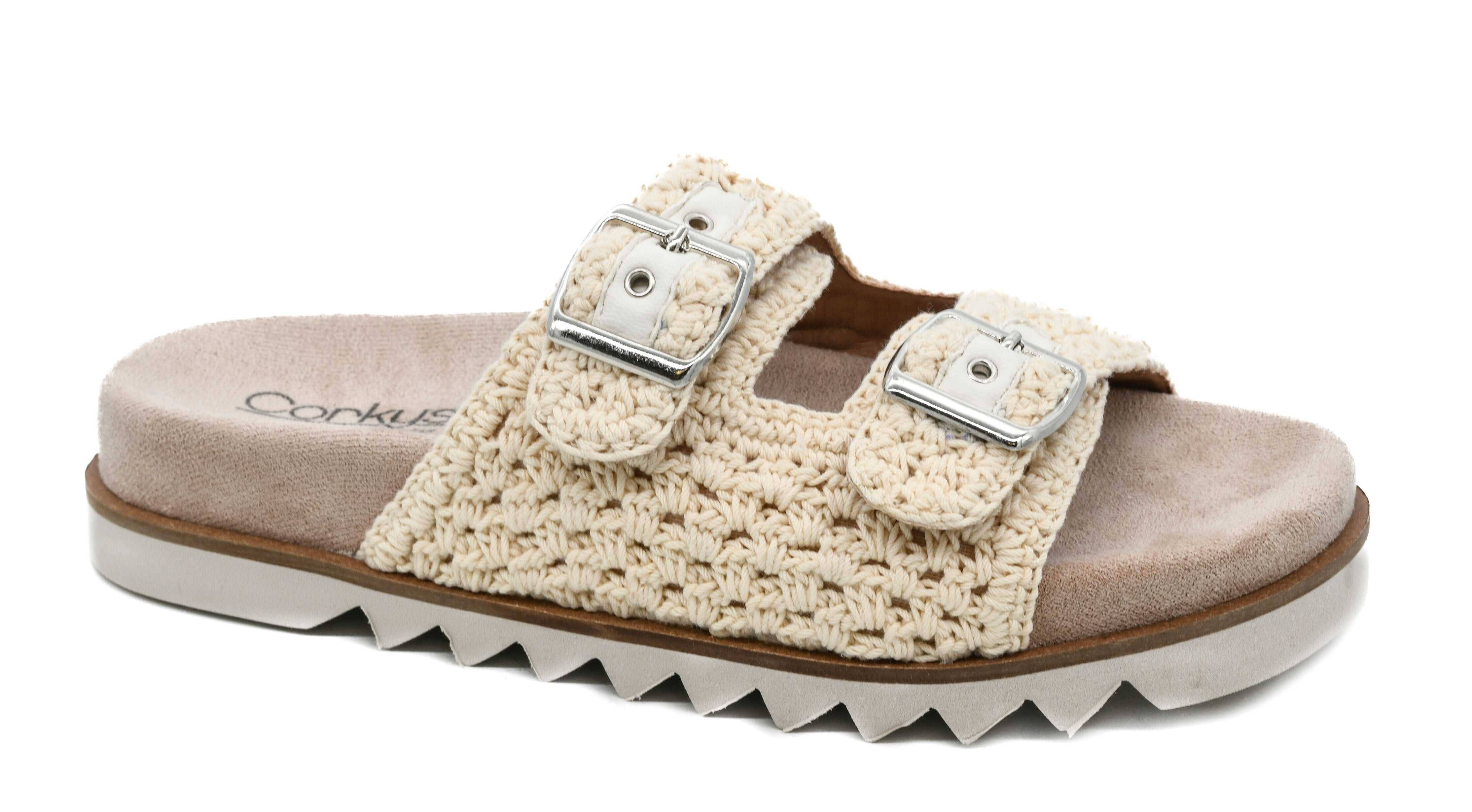 Corkys Dash Crochet Natural Slide Shoe FINAL SALE