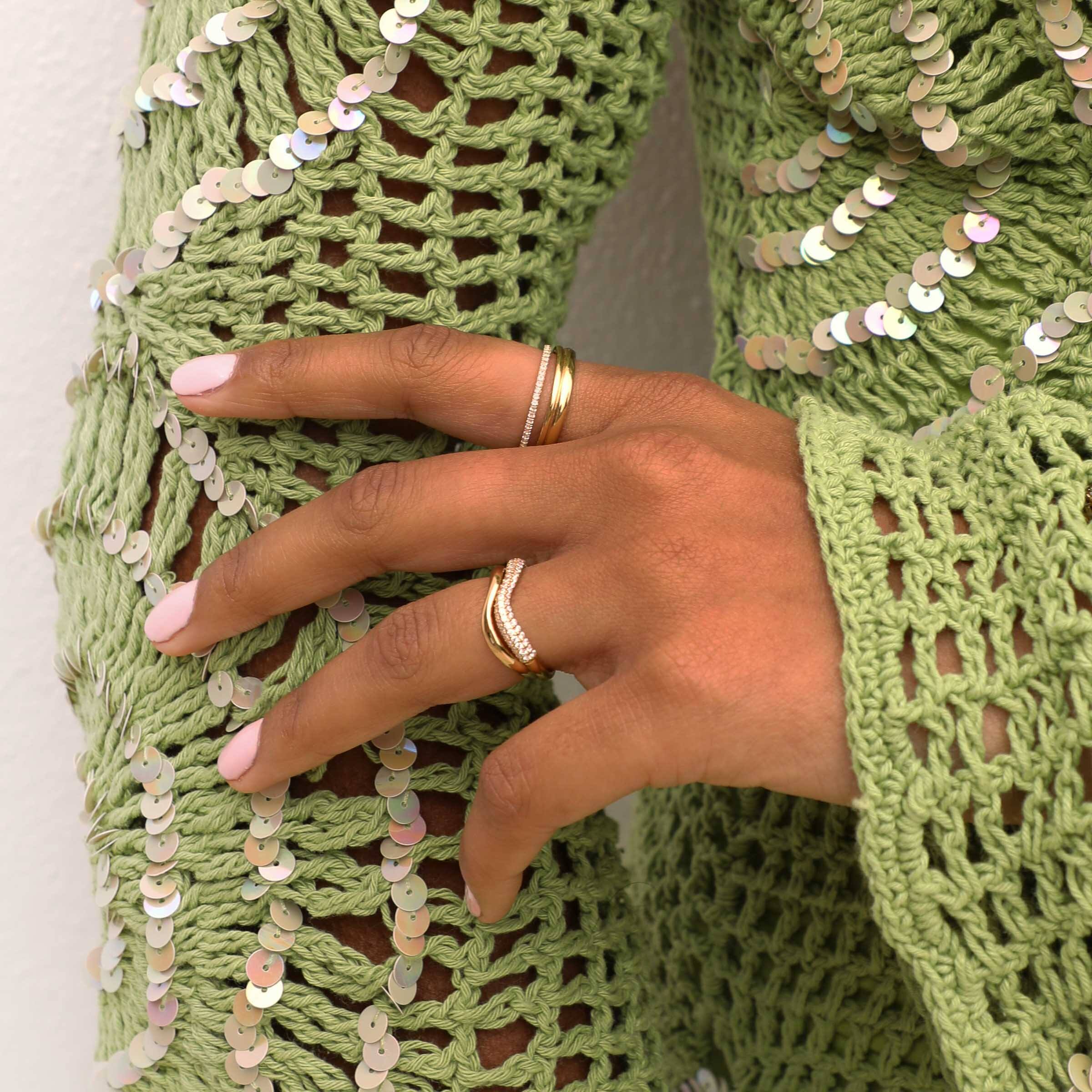 Wave Crystal Ring in Gold