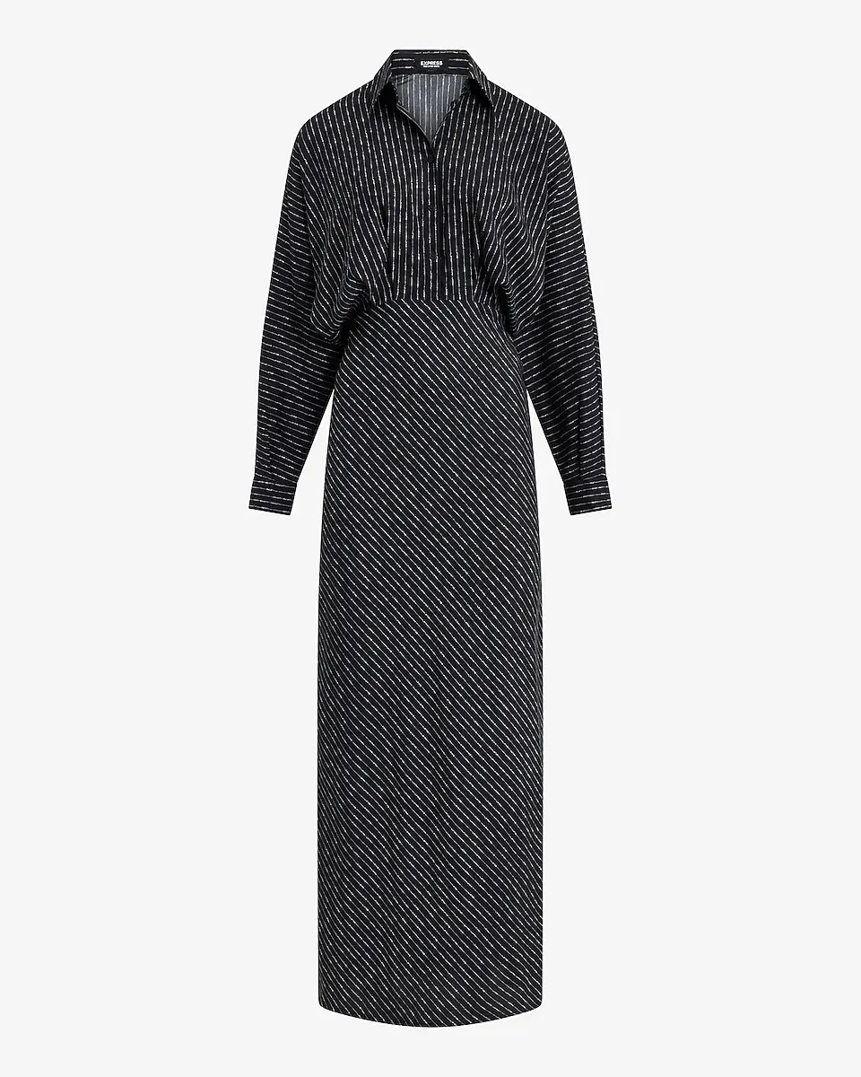 Printed Half Button Up Portofino Maxi Shirt Dress