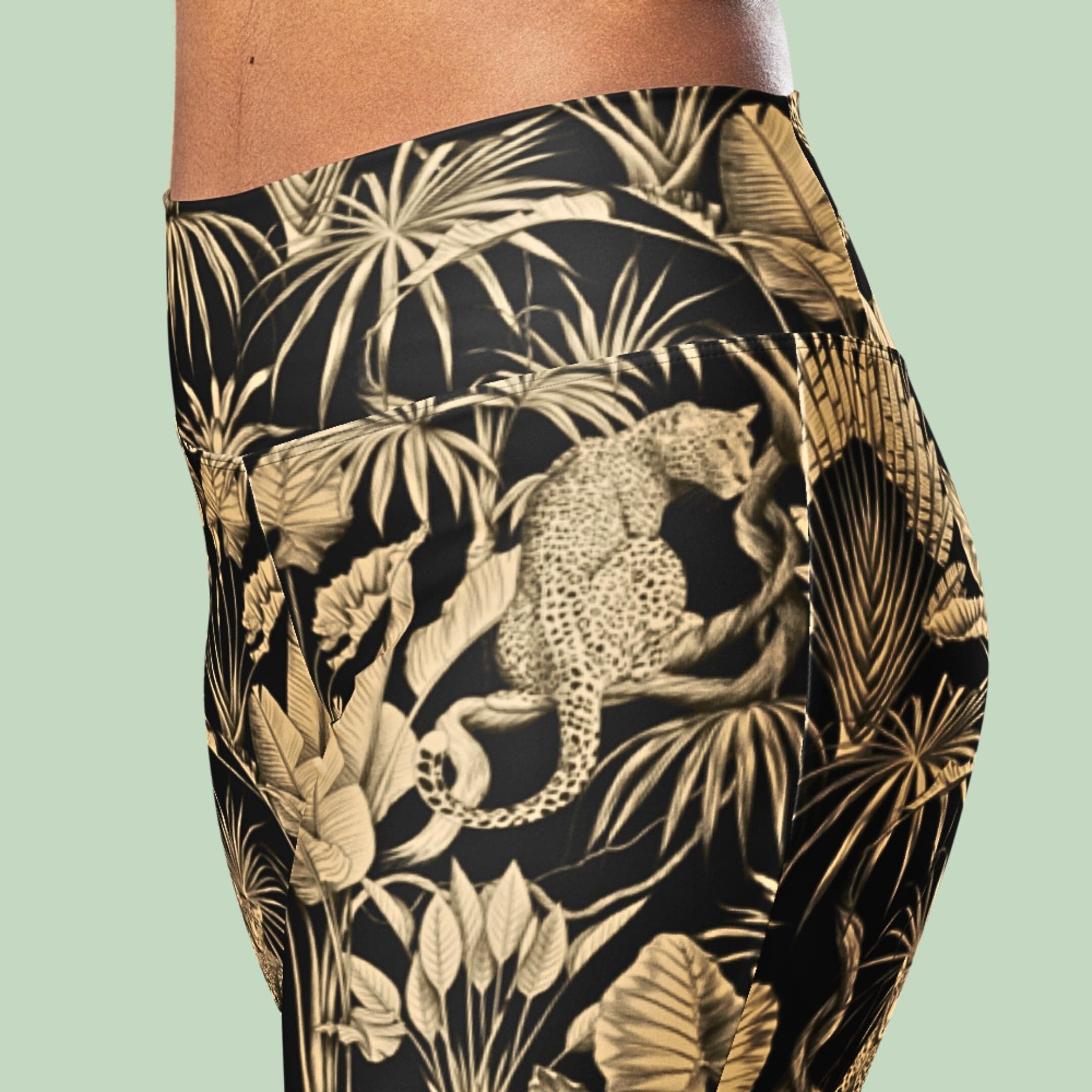 Recycled High-Waisted Flare Leggings, Wild Jungle Elegance