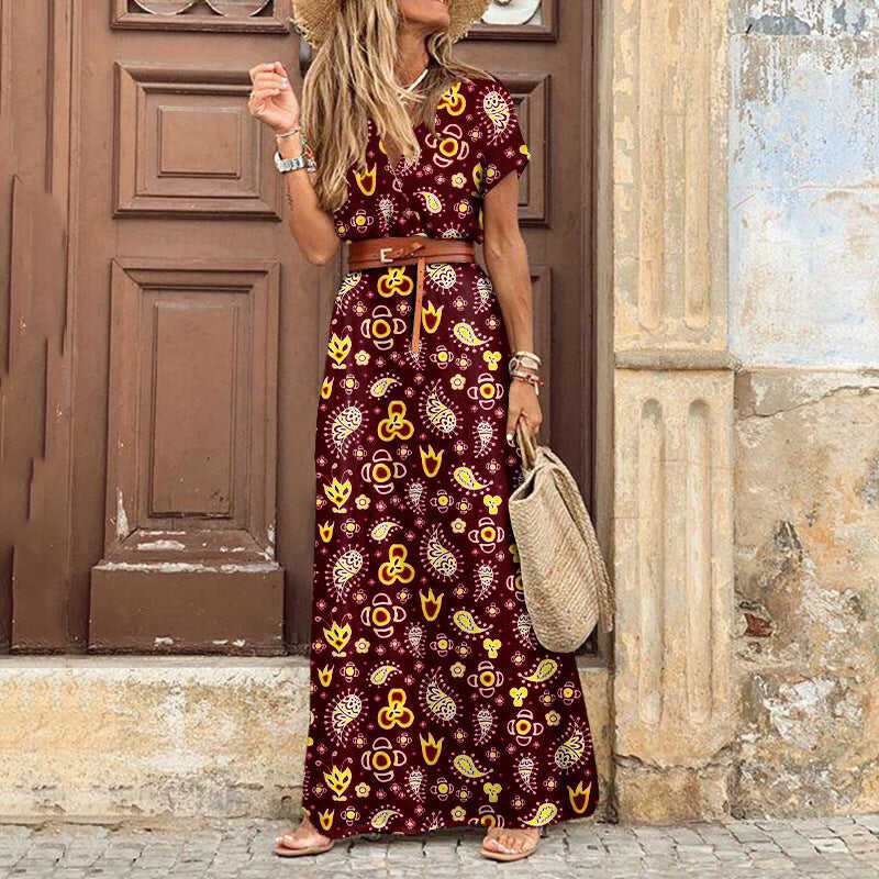 Bohemian V-neck floral dress