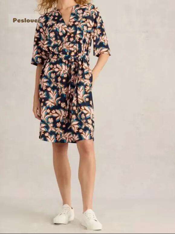 Ash Shift Dress In Navy Print