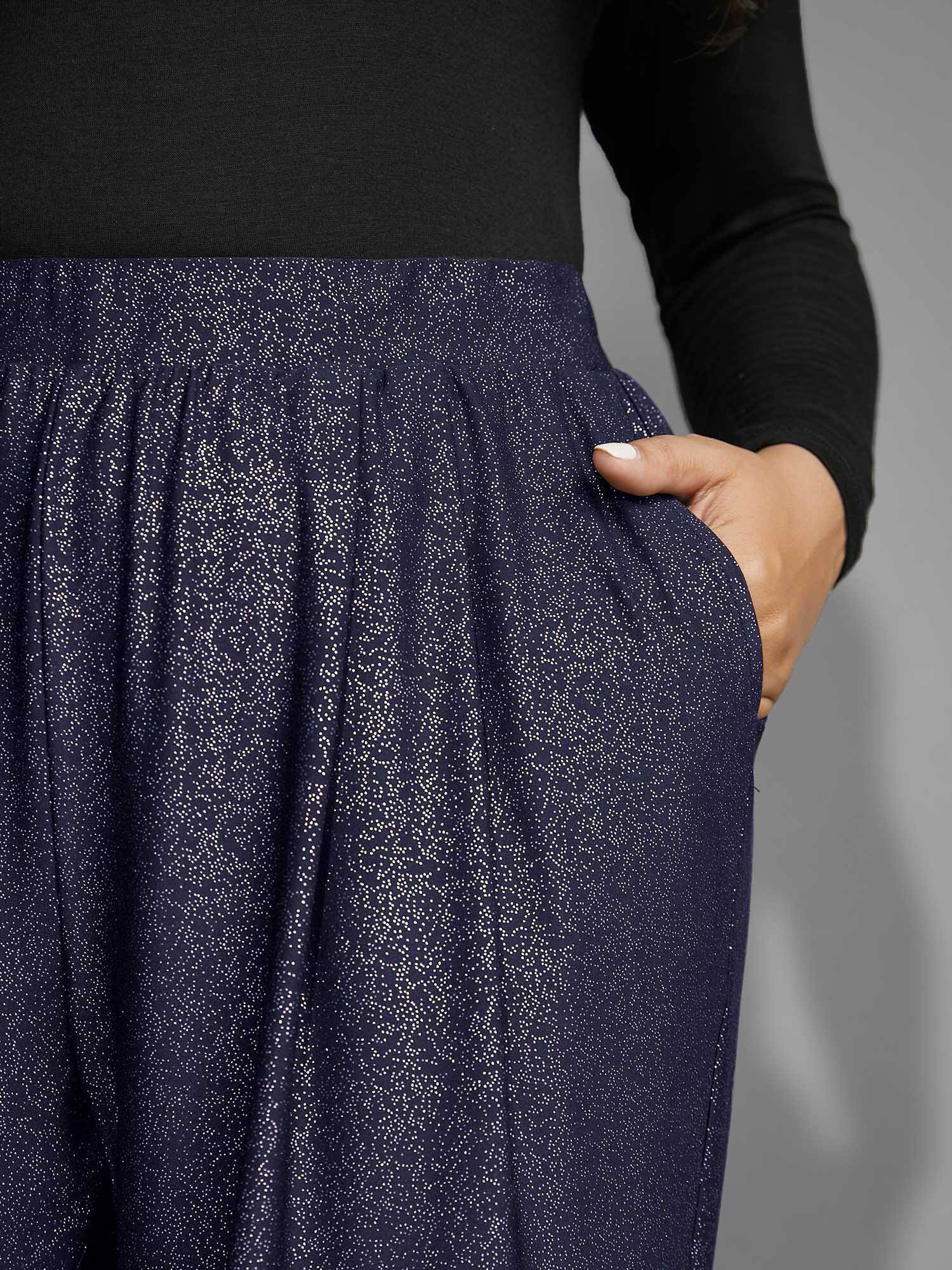 Sequin Knit Elastic Waist Holiday Pants